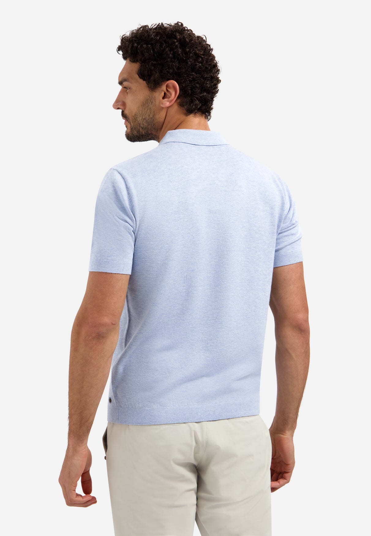 Poloshirt aus Strick mit V-Ausschnitt | Blue