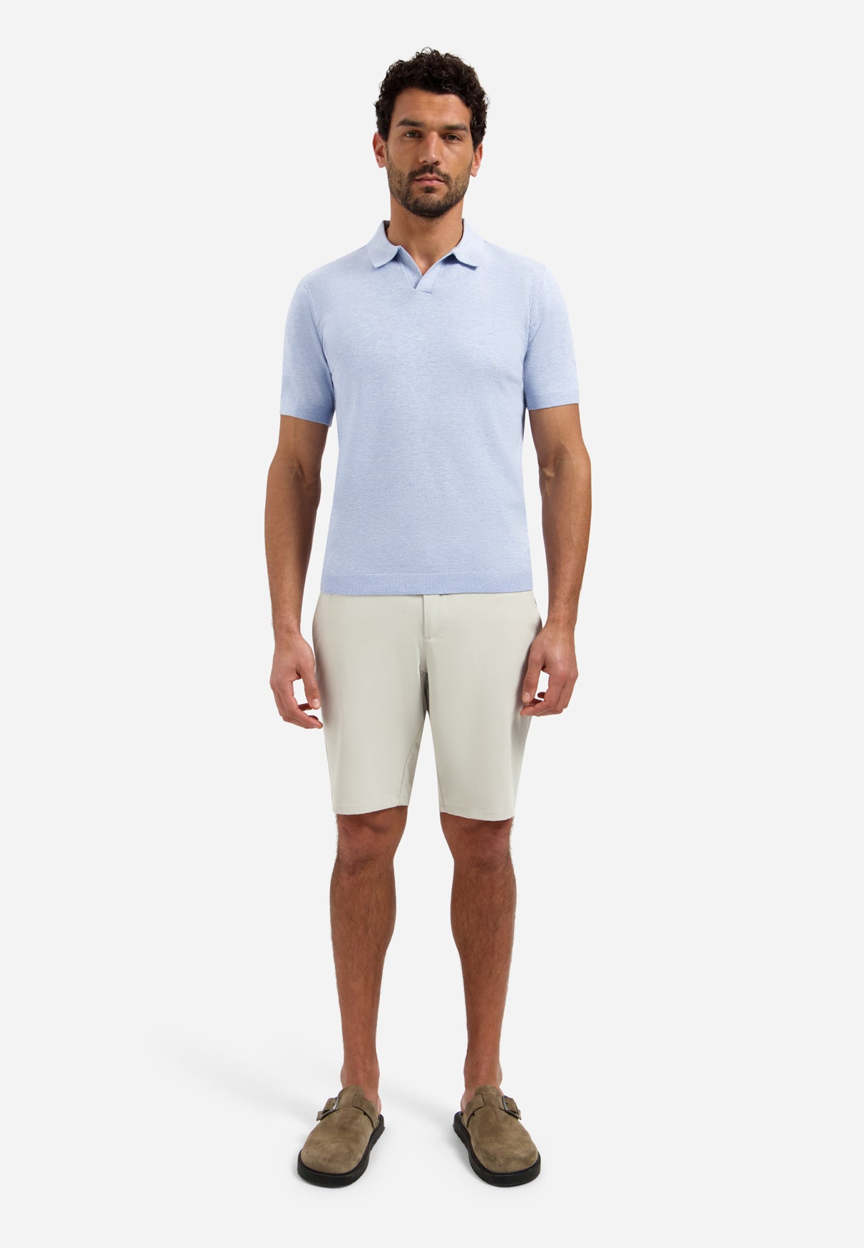 Poloshirt aus Strick mit V-Ausschnitt | Blue