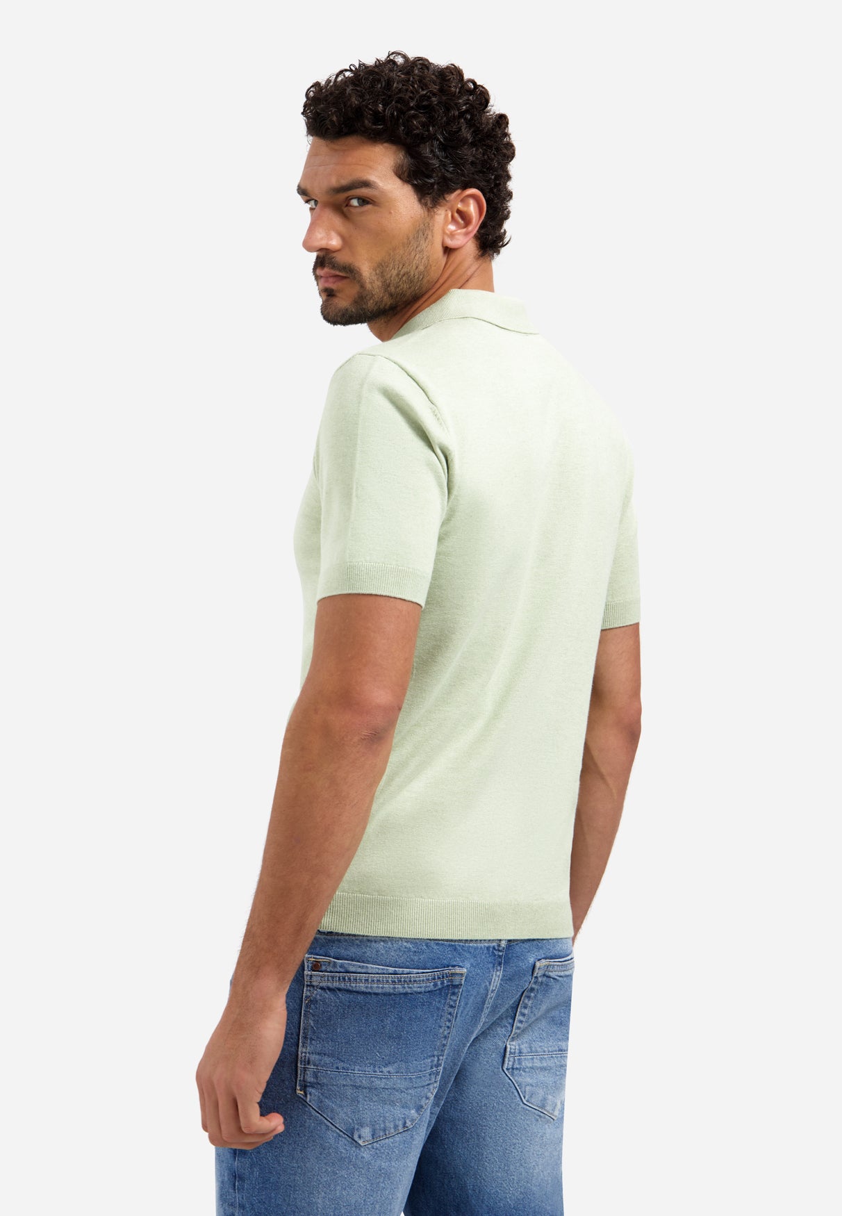 Poloshirt aus Strick mit V-Ausschnitt | Green
