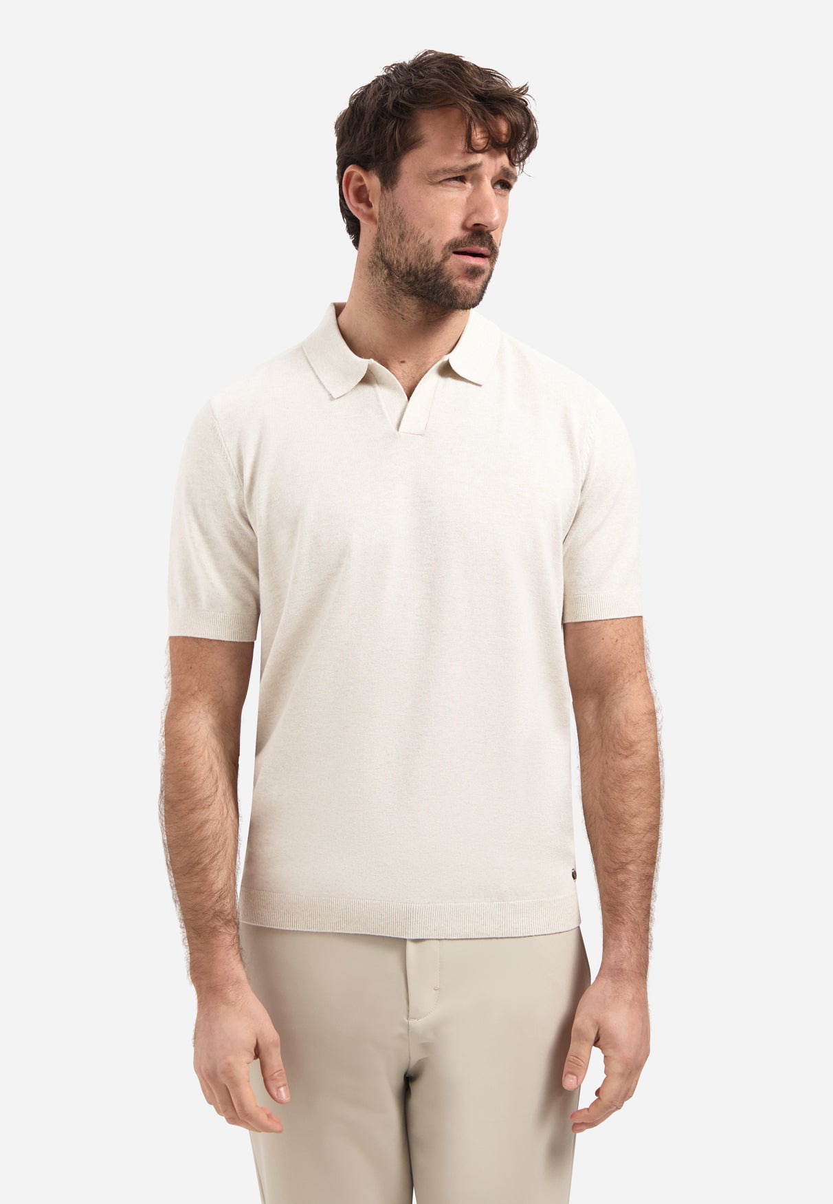 Poloshirt aus Strick mit V-Ausschnitt | Kit Melange