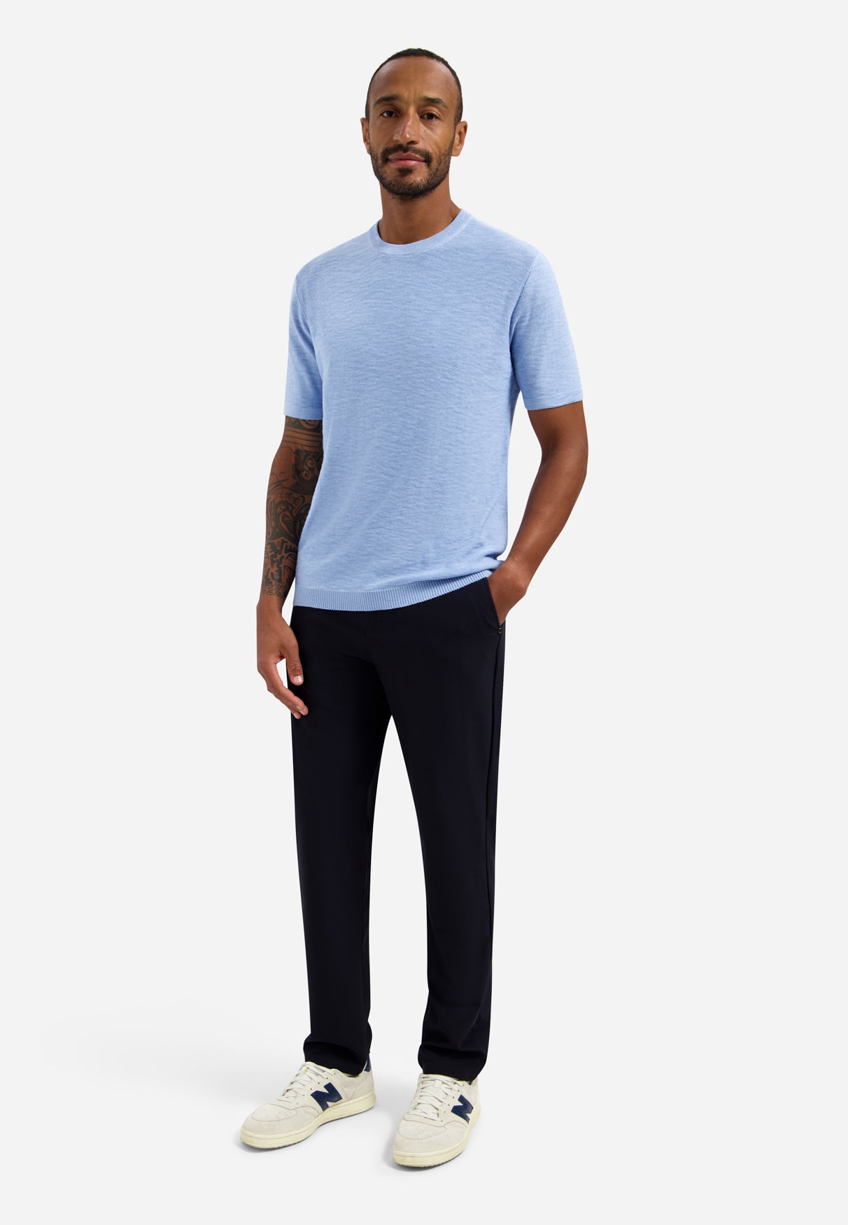 Strick-Slub-T-Shirt | Blue