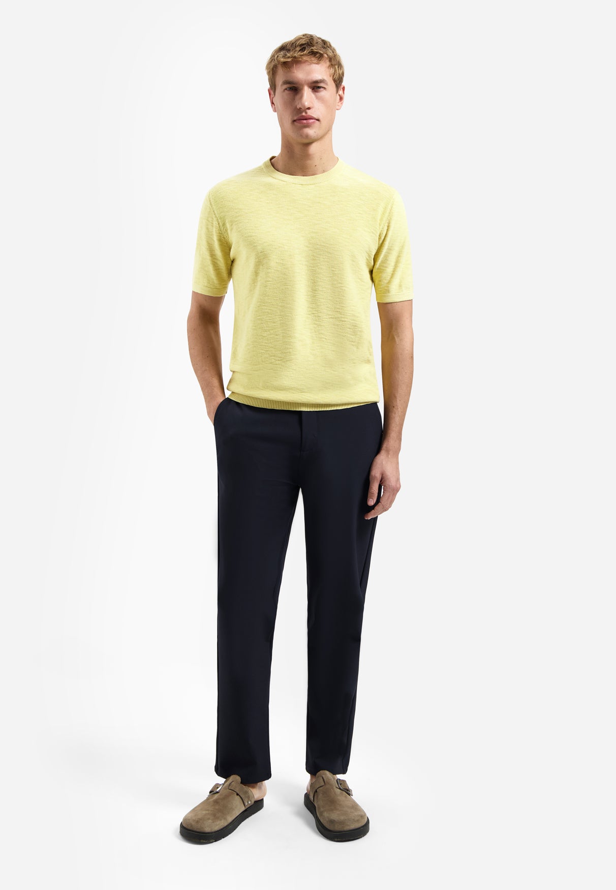 Strick-Slub-T-Shirt | Yellow