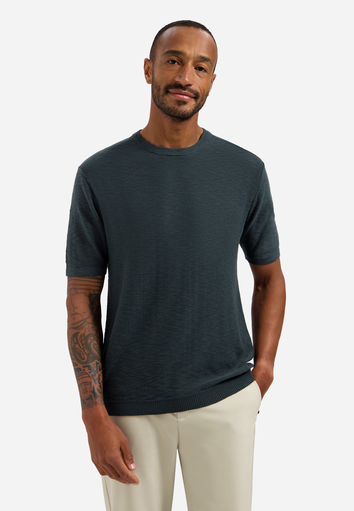 Gestricktes Slub-T-Shirt | Dark Steel