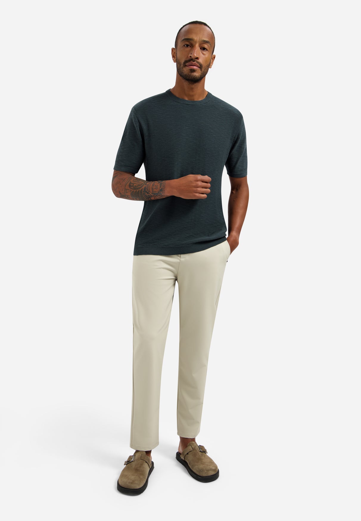 Strick-Slub-T-Shirt | Dark Steel