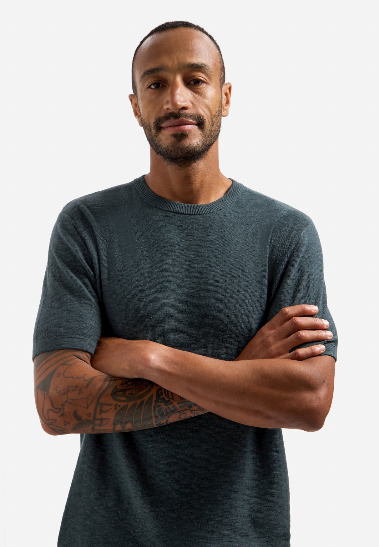 Strick-Slub-T-Shirt | Dark Steel