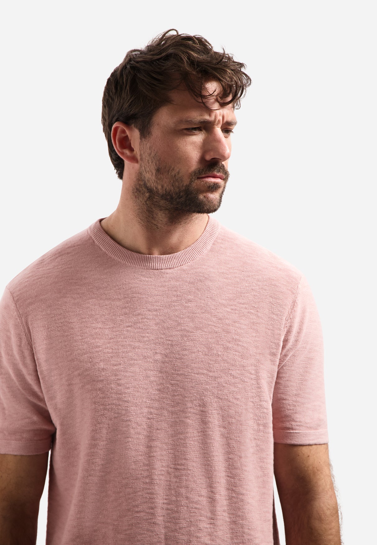 Knitted slub T-shirt | Light Mauve