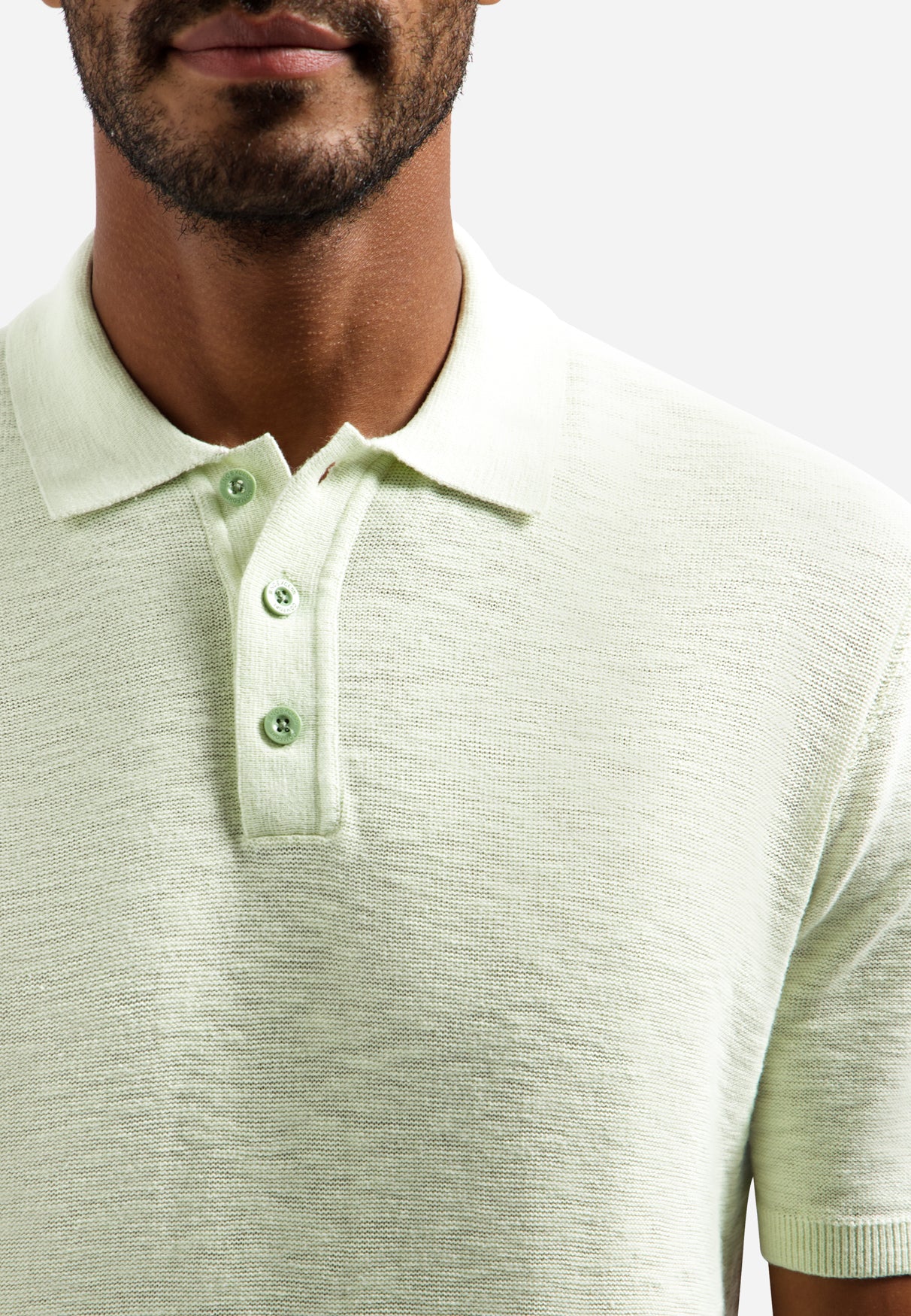 Strick-Slub-Poloshirt mit Knöpfen | Seagreen