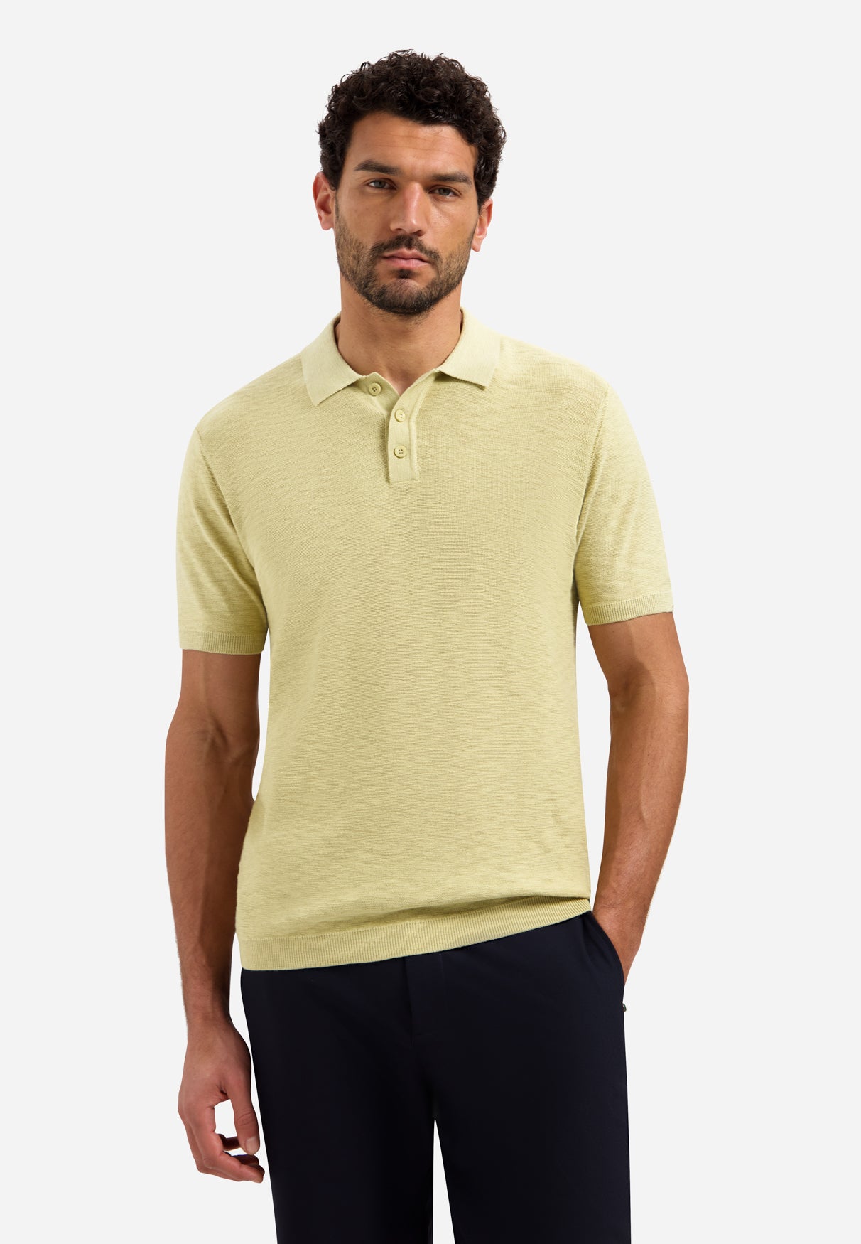 Strick-Slub-Poloshirt mit Knöpfen | Yellow