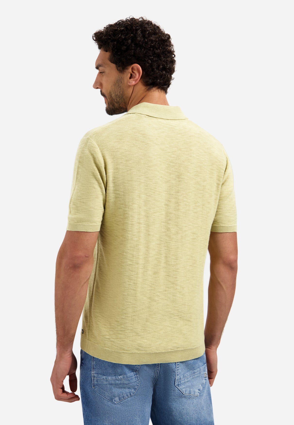 Knitted V-neck polo shirt | Yellow