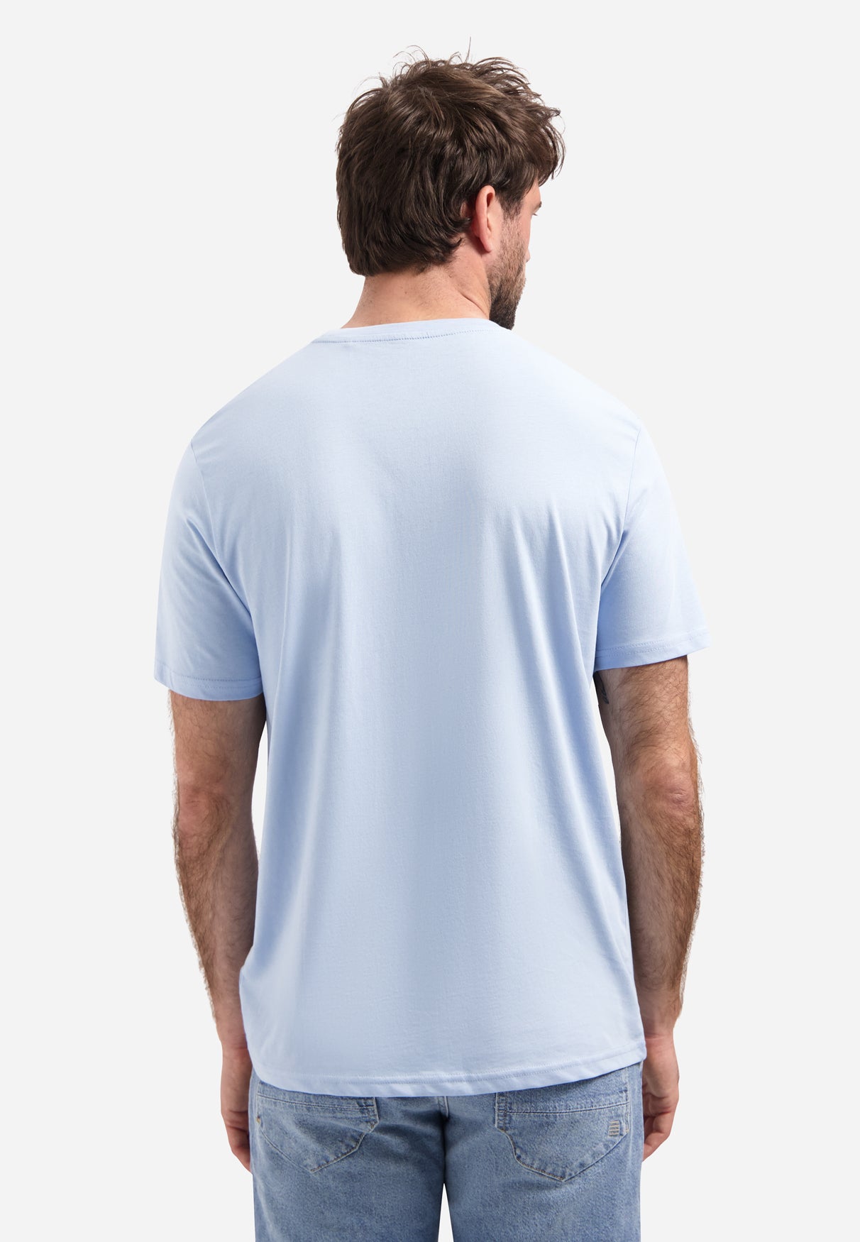 Einfarbiges Basic-T-Shirt mit Rundhalsausschnitt | Blue