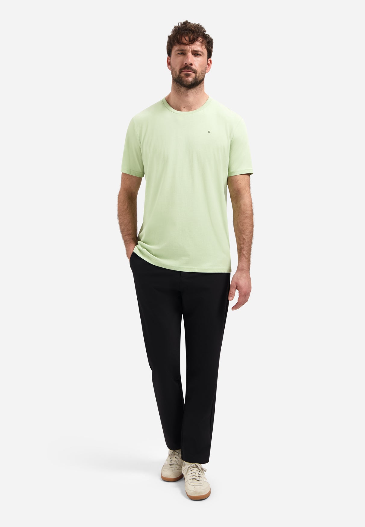 Einfarbiges Basic-T-Shirt mit Rundhalsausschnitt | Green