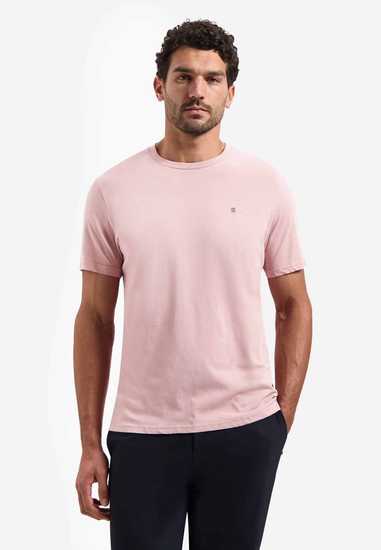 Einfarbiges Basic-T-Shirt mit Rundhalsausschnitt | Light Mauve