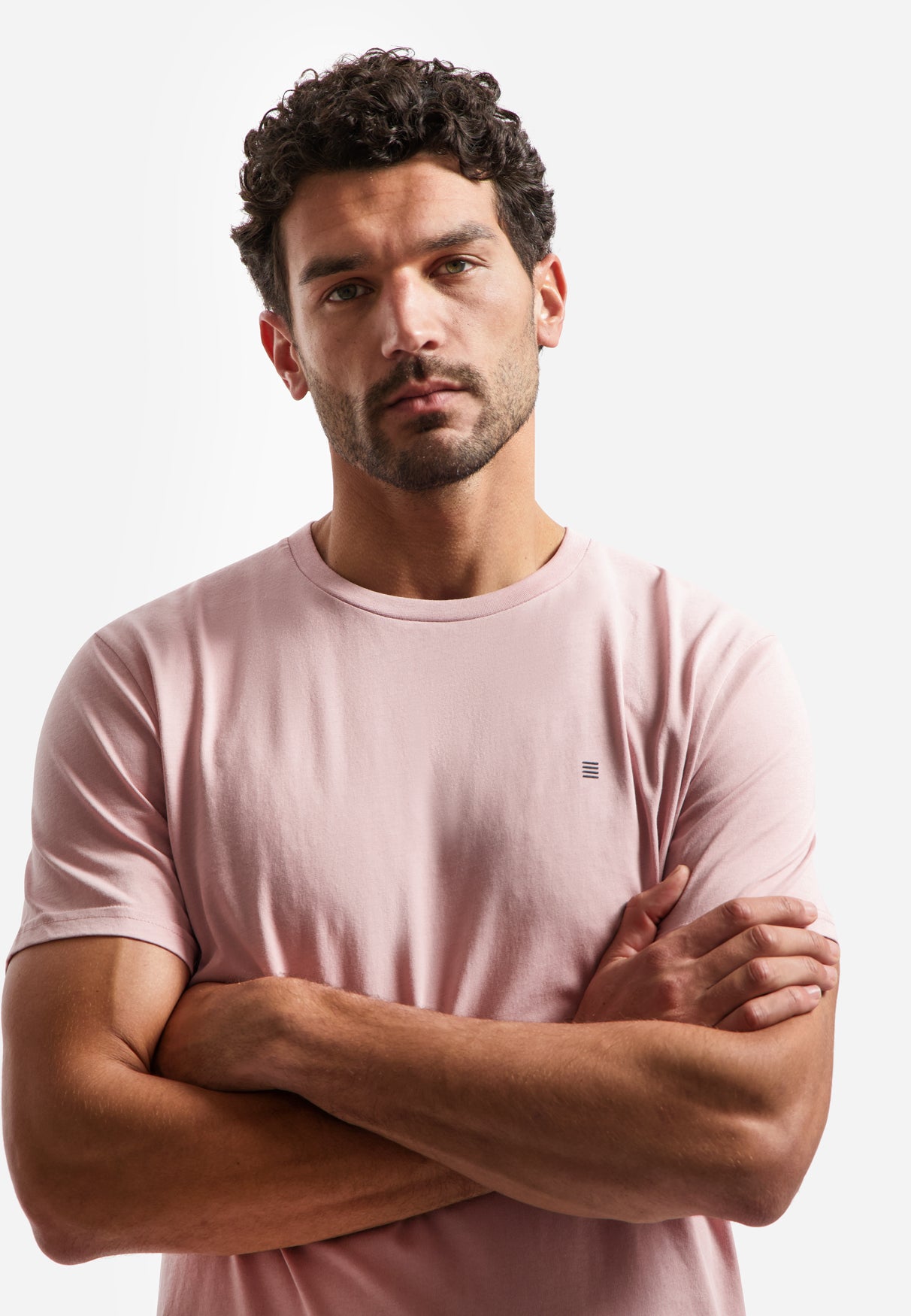 Einfarbiges Basic-T-Shirt mit Rundhalsausschnitt | Light Mauve