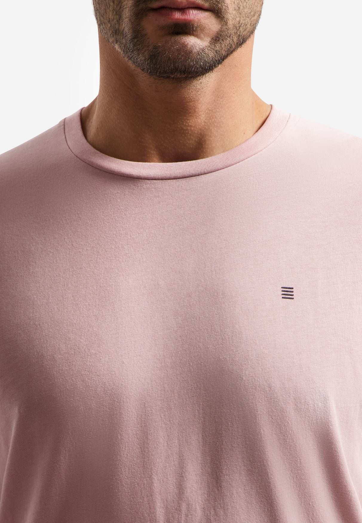 Einfarbiges Basic-T-Shirt mit Rundhalsausschnitt | Light Mauve