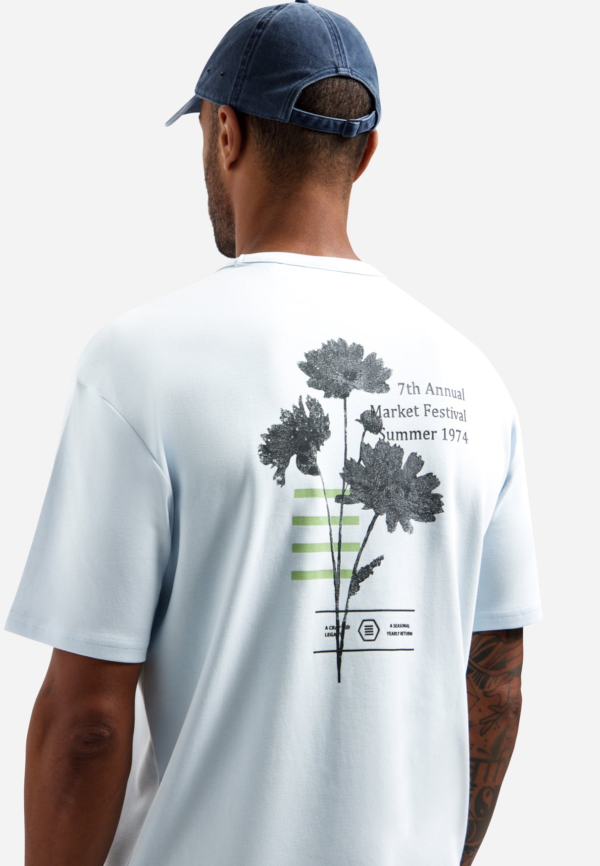 Schweres T-Shirt mit Rundhalsausschnitt | Sky