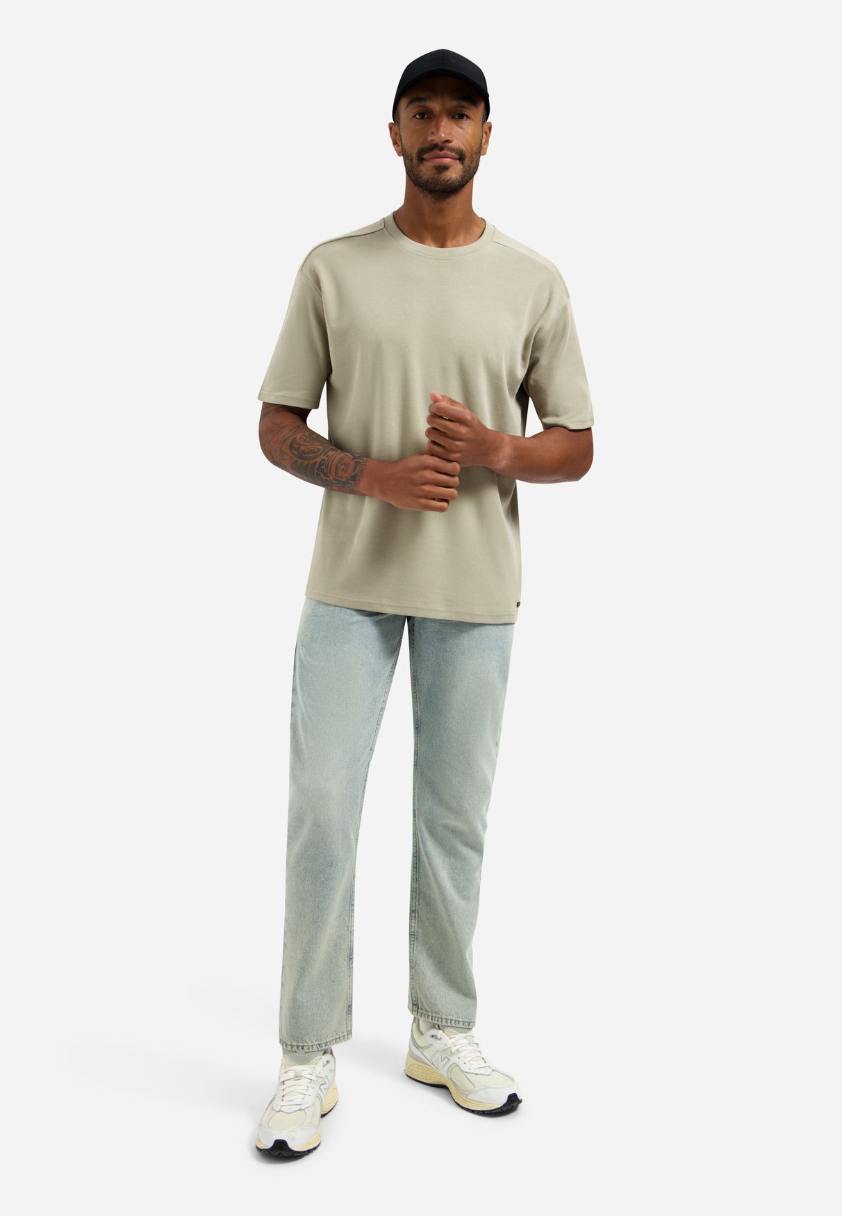 Interlock T-shirt with round neck | Taupe