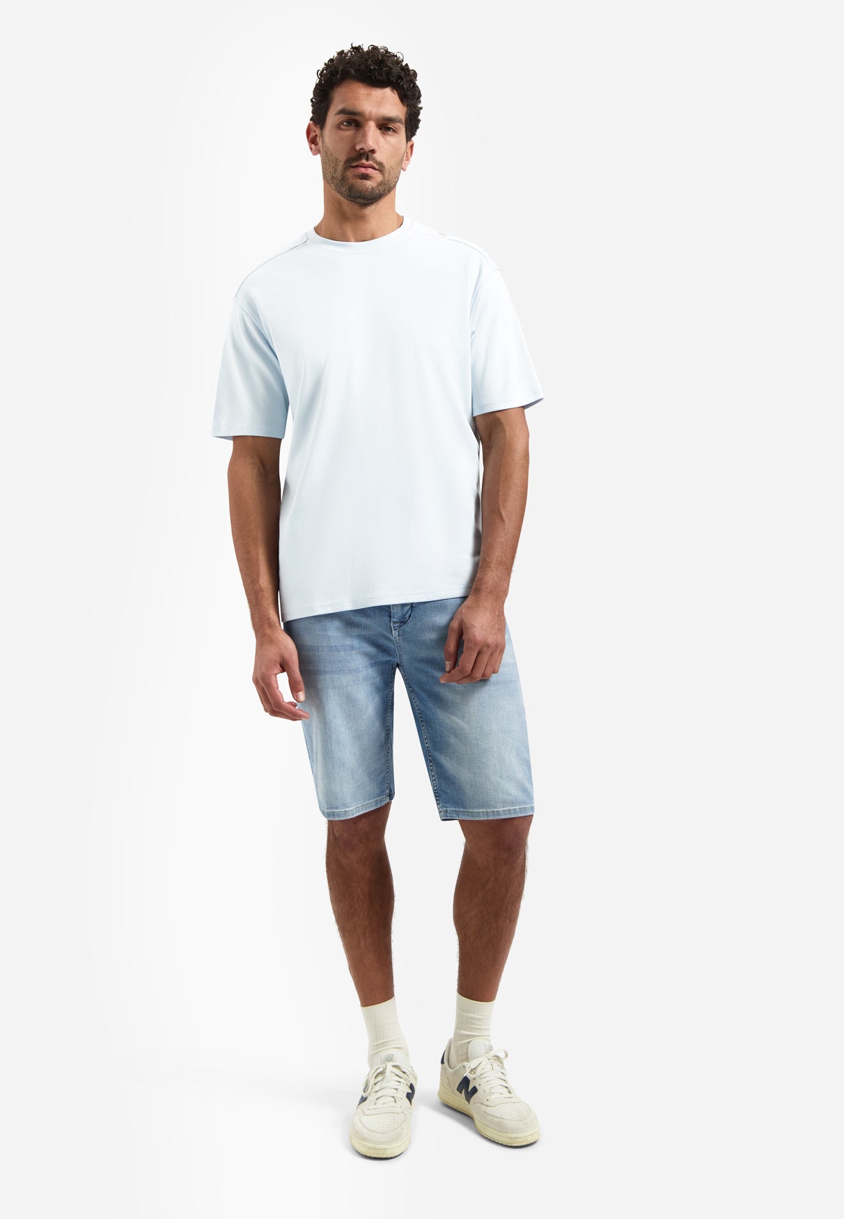 Interlock T-shirt with round neck | Sky