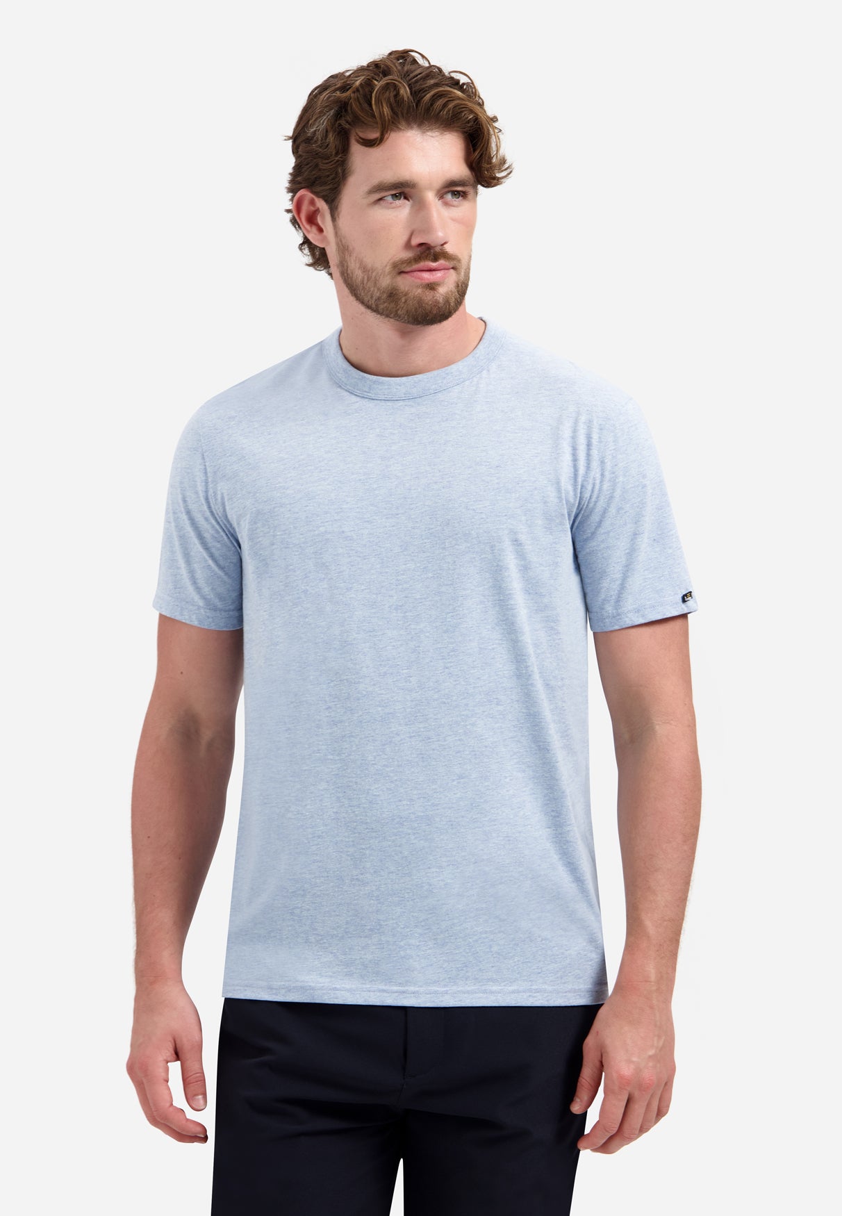 Melange-T-Shirt mit Rundhalsausschnitt | Blau