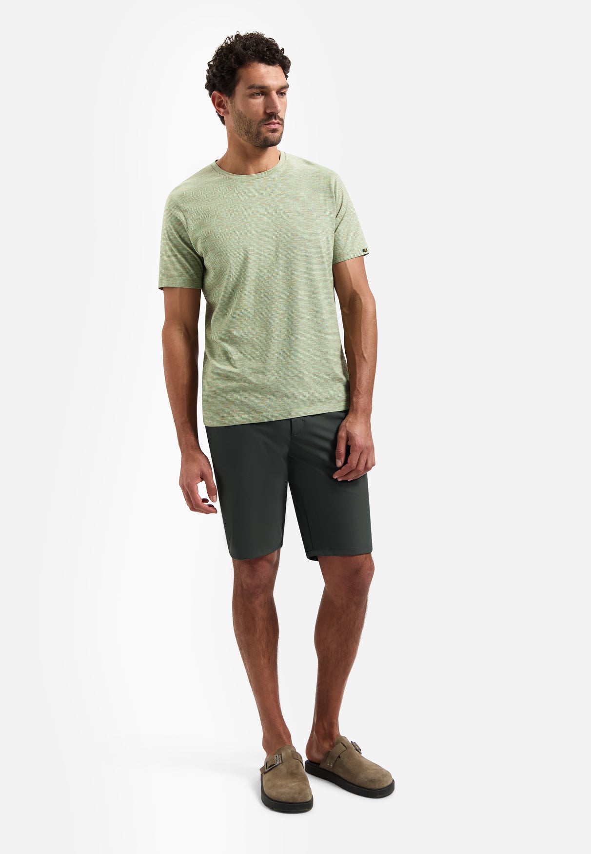 Striped T-shirt with round neck | Green