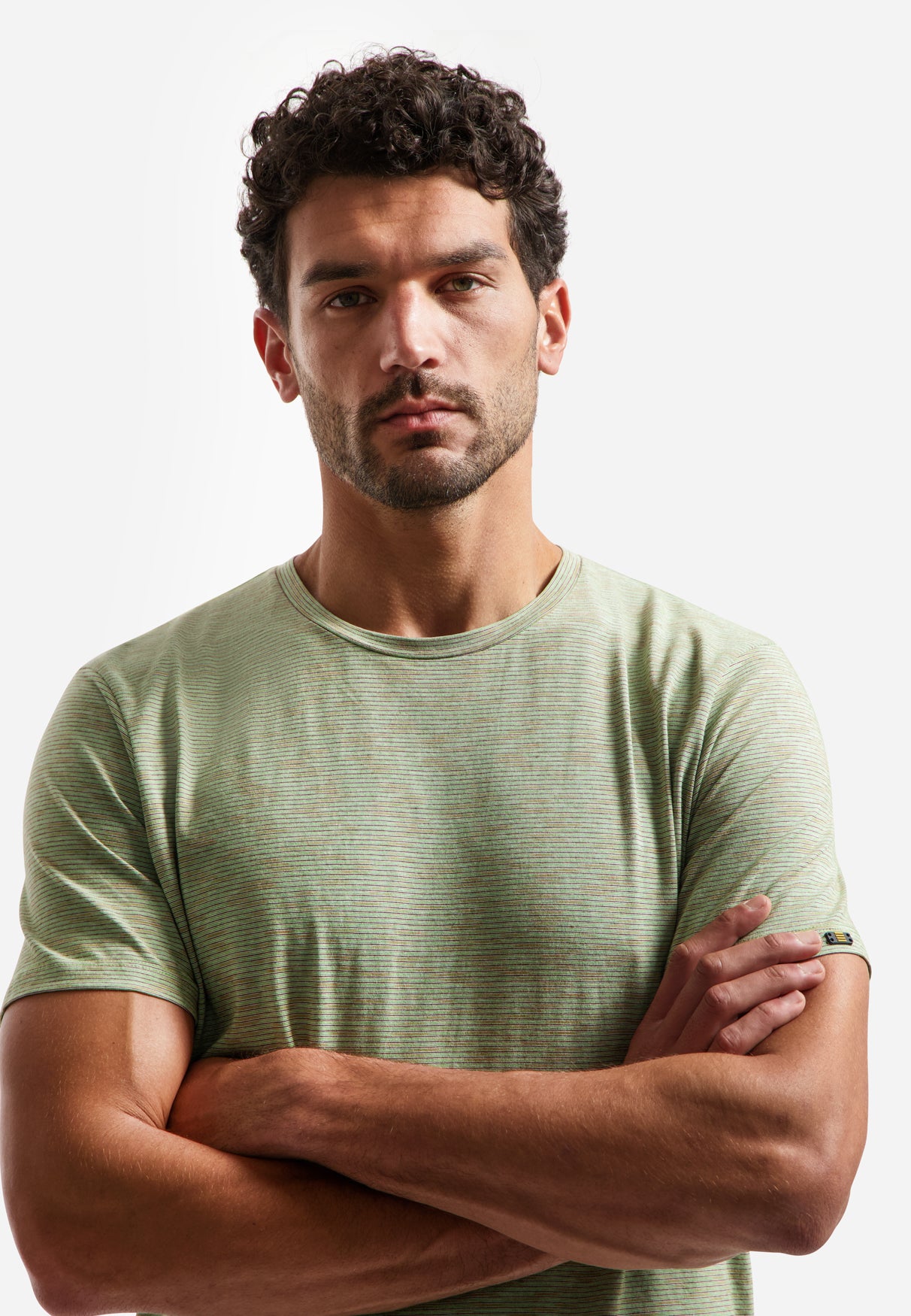 Striped T-shirt with round neck | Green