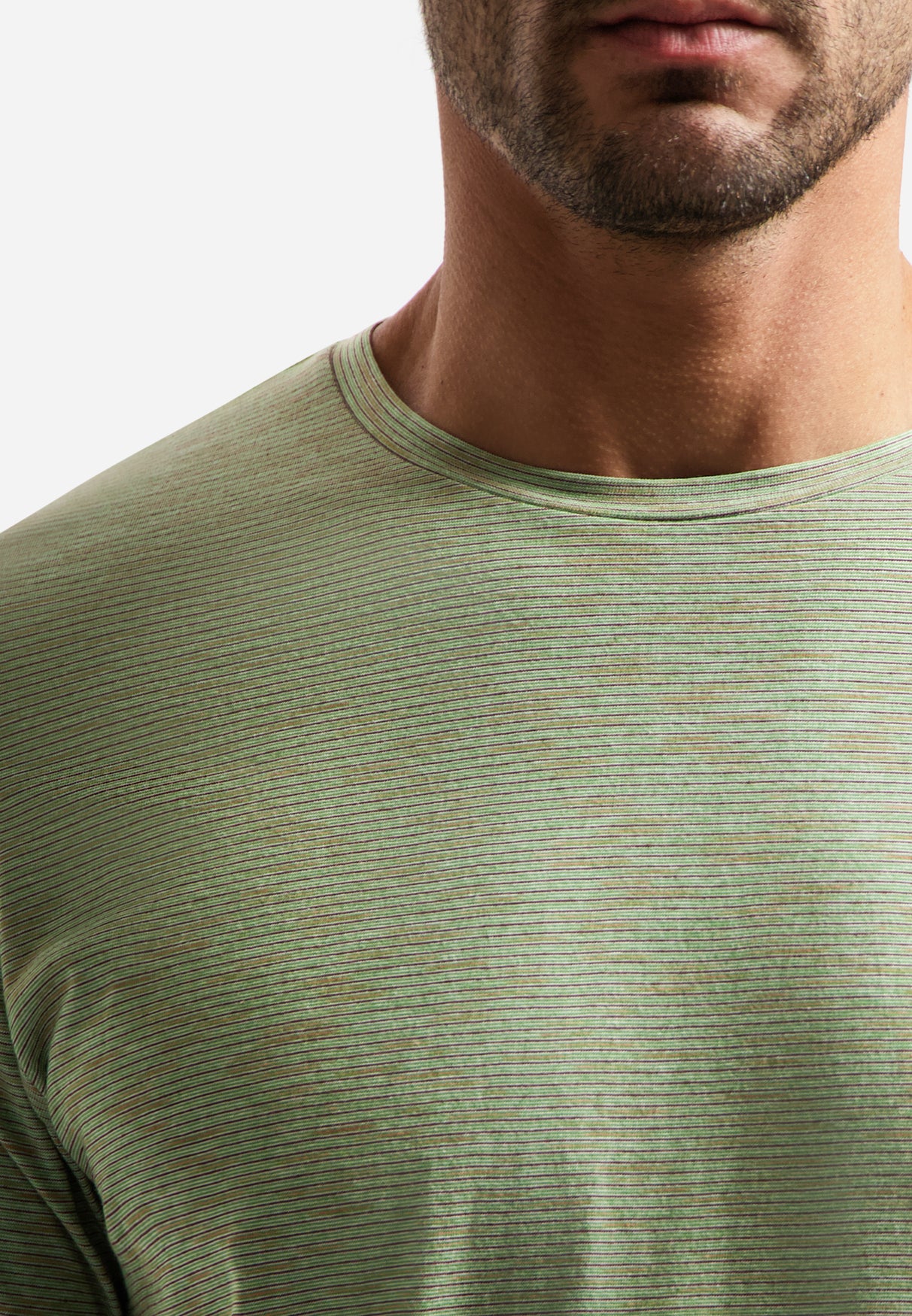 Striped T-shirt with round neck | Green