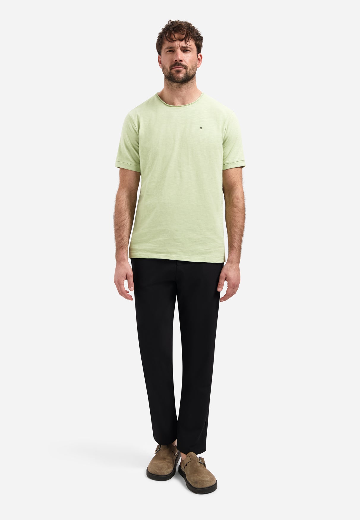 Slub T-shirt with round neck | Green
