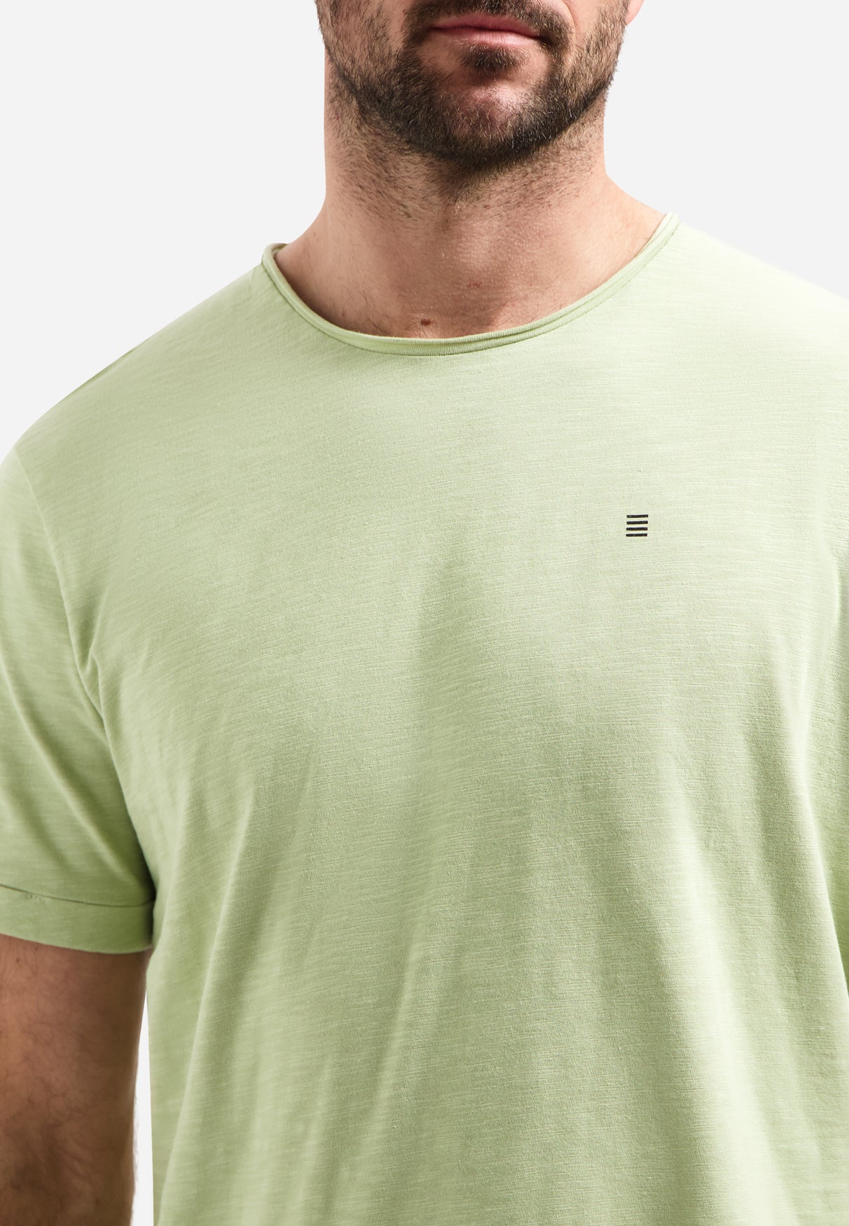 Slub T-shirt with round neck | Green