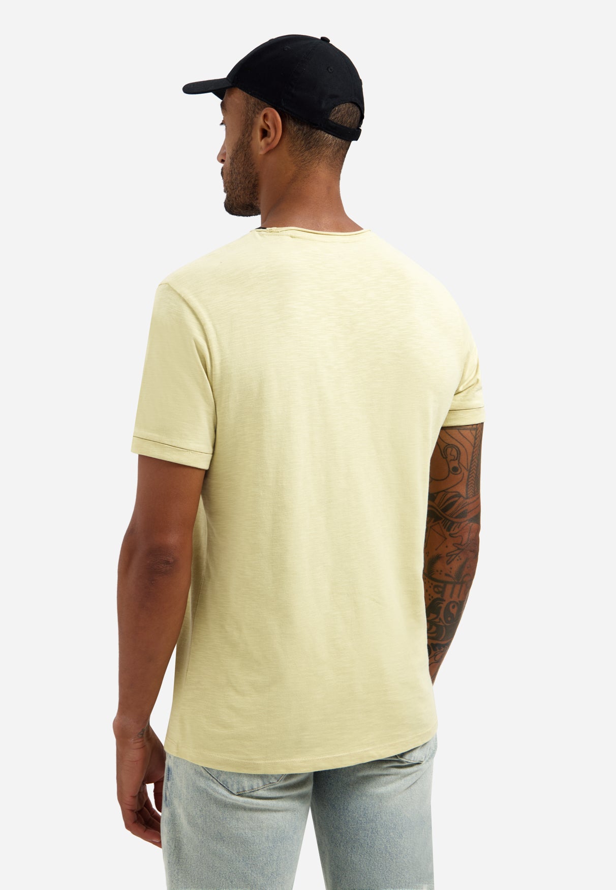 Slub T-shirt with round neck | Yellow