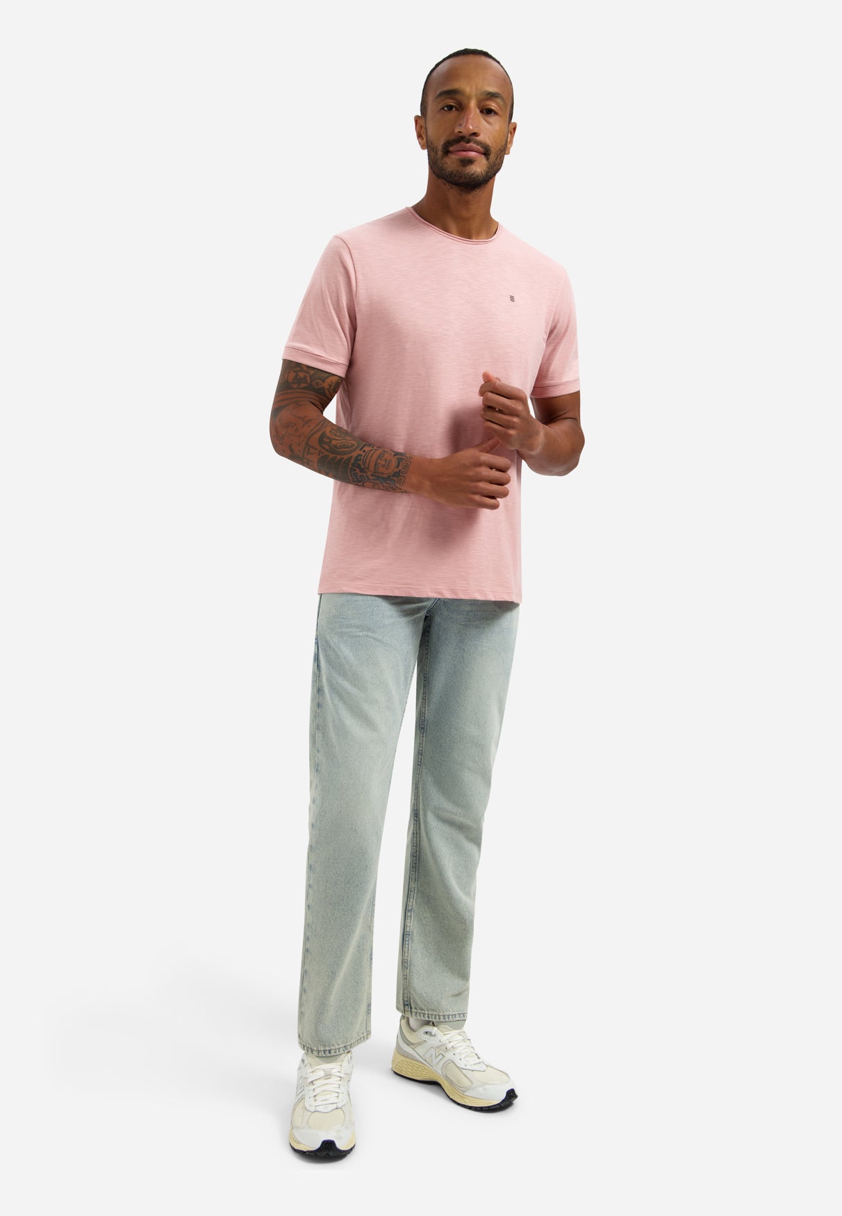 Slub T-shirt with round neck | Light Mauve