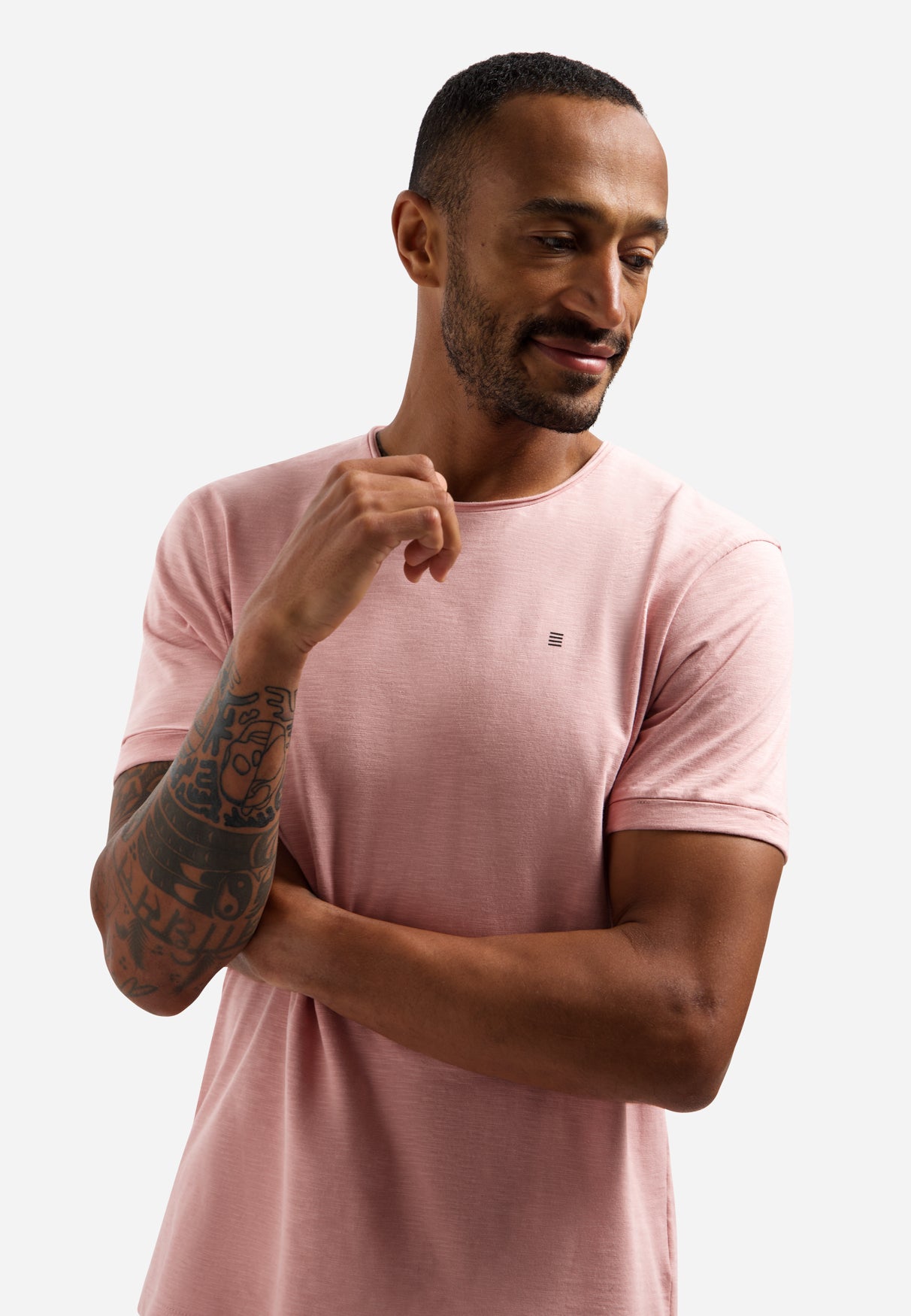 Slub T-shirt with round neck | Light Mauve
