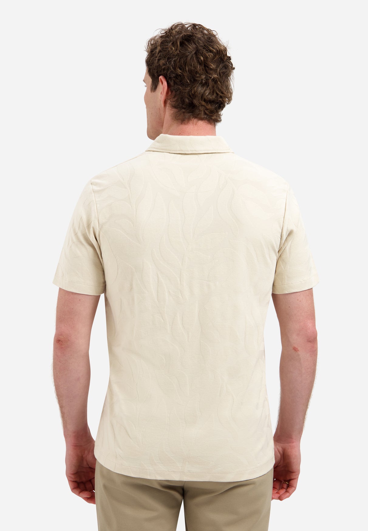 Jacquard polo shirt with half-zip | Desert