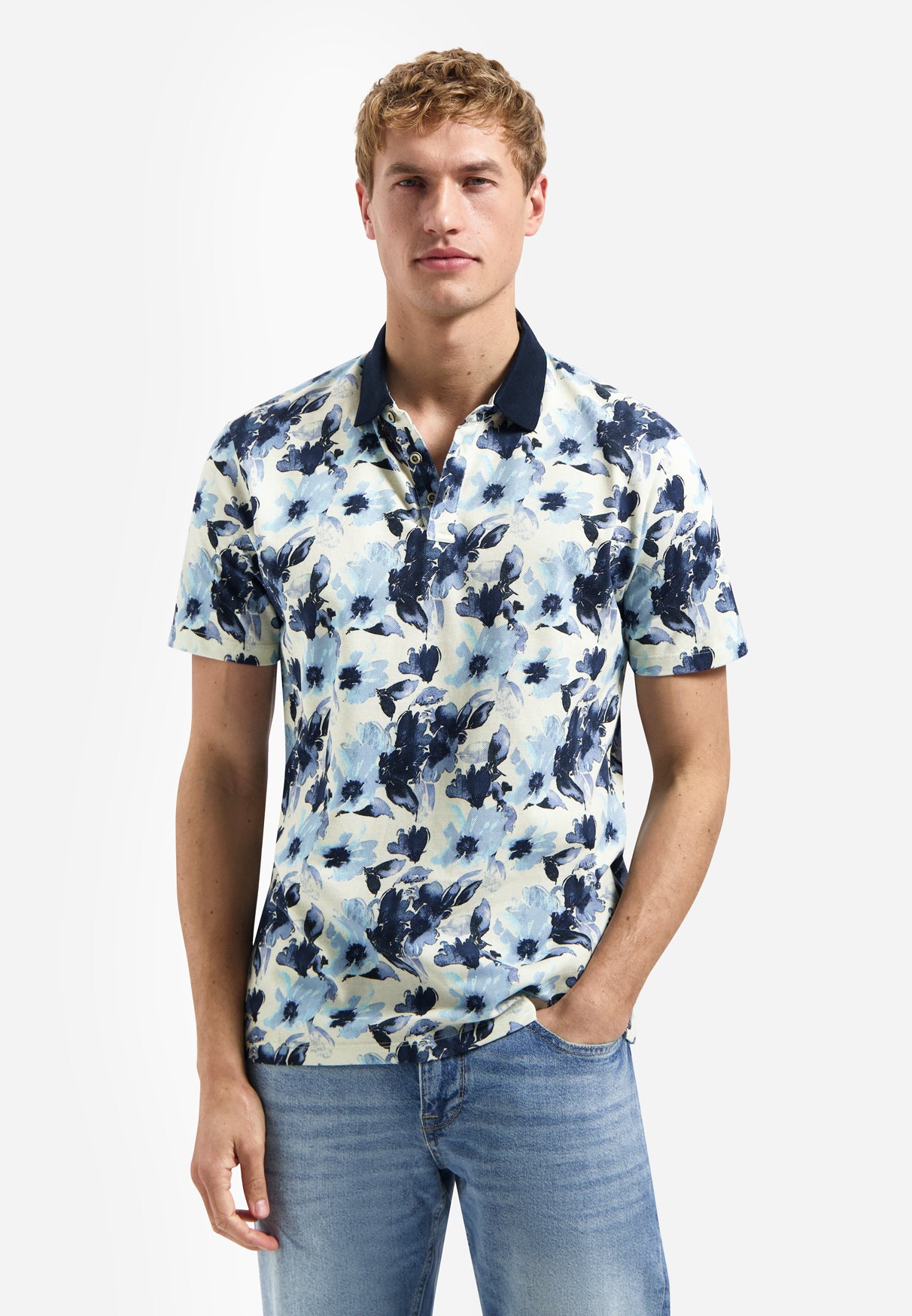 Polo shirt with all-over print | Blue
