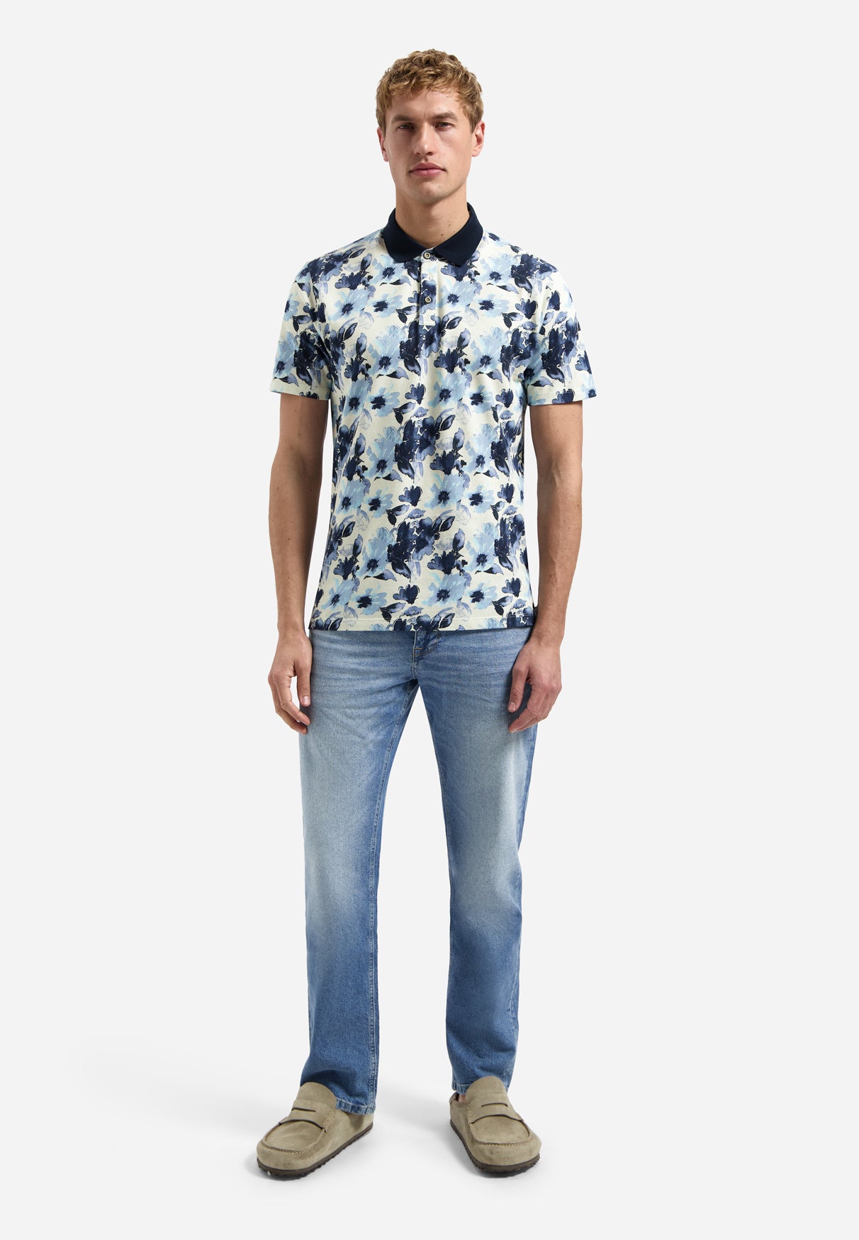 Polo shirt with all-over print | Blue