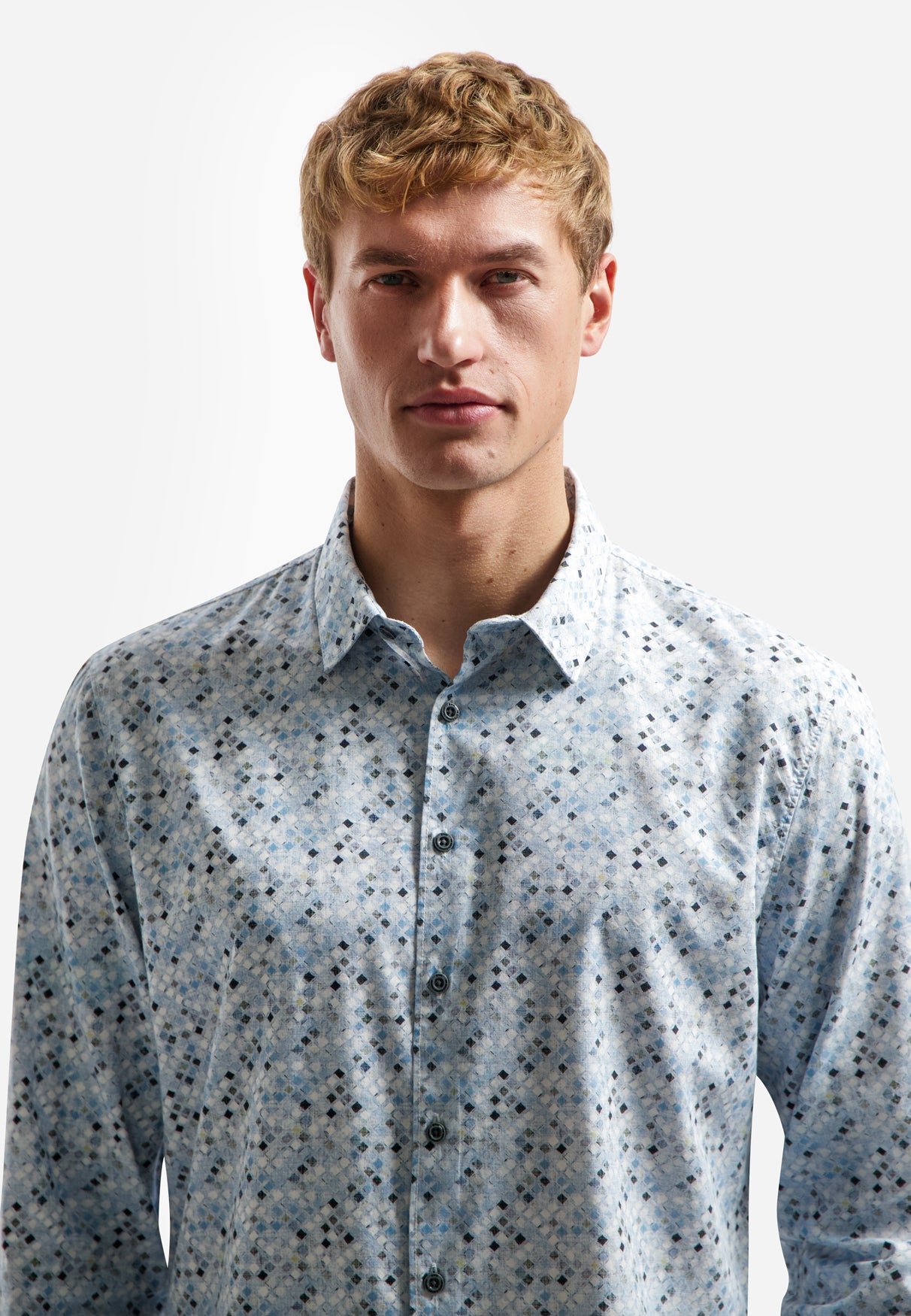 Shirt with microprint | Blue