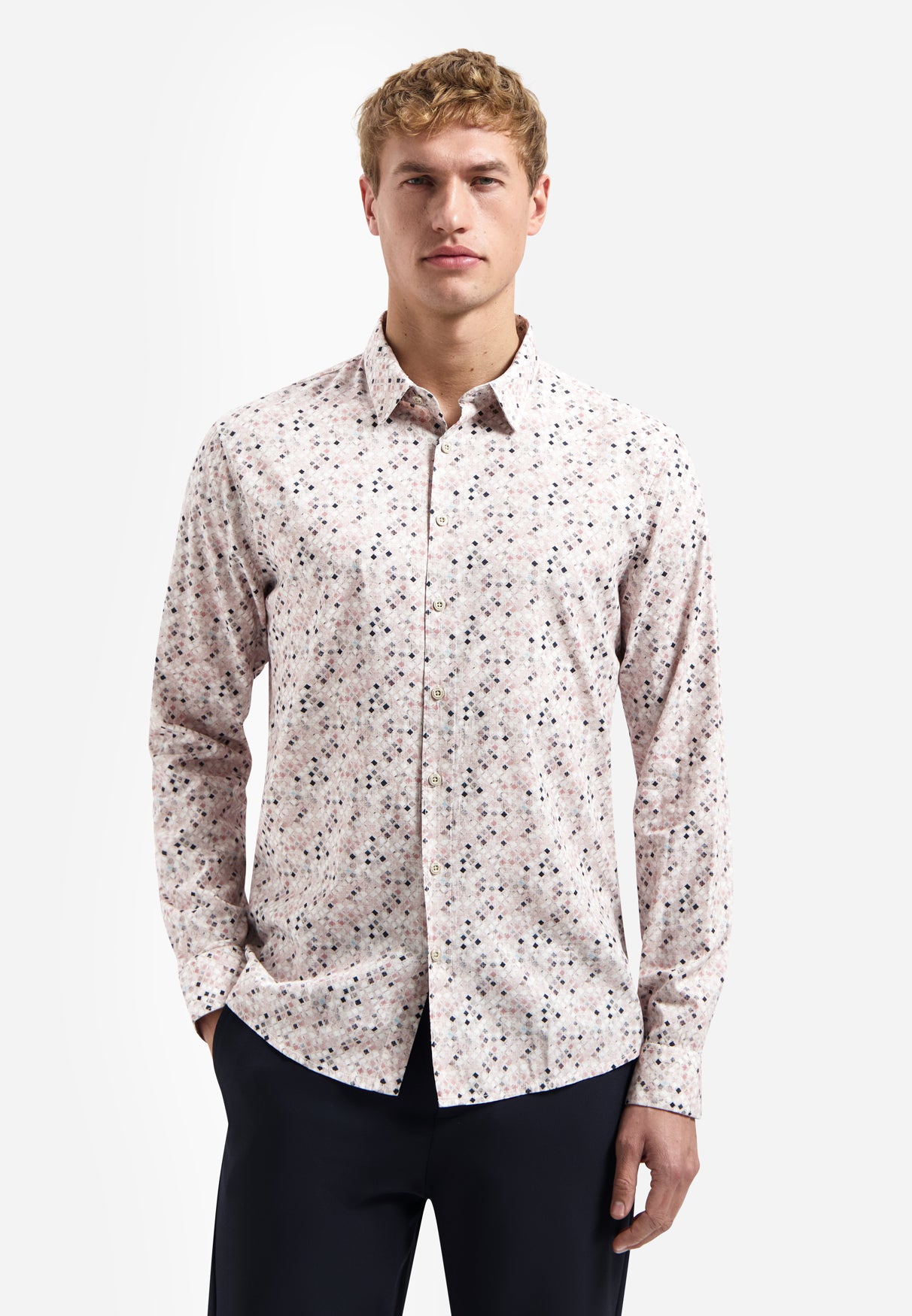 Shirt mit Mikrodruck | Light Mauve