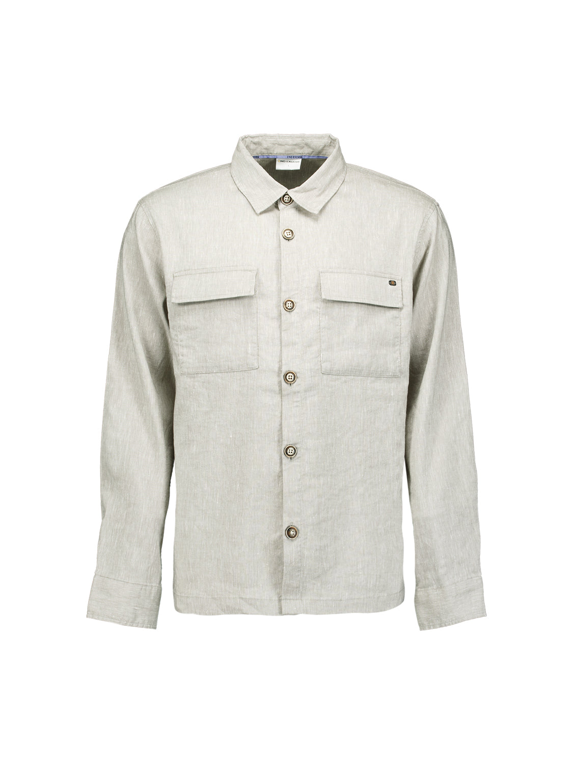 Zweifarbiges Leinen-Overshirt. | Taupe