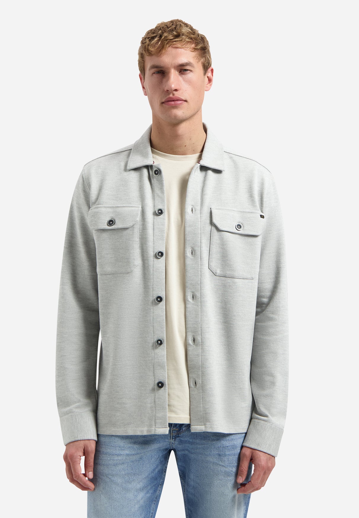 Jersey-Twill-Overshirt | Grey Melange