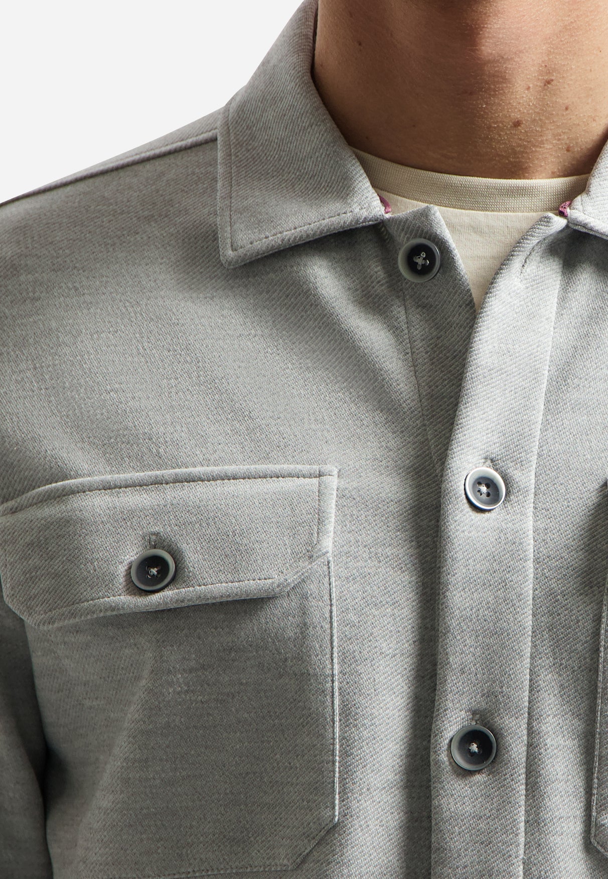 Jersey-Twill-Overshirt | Grey Melange