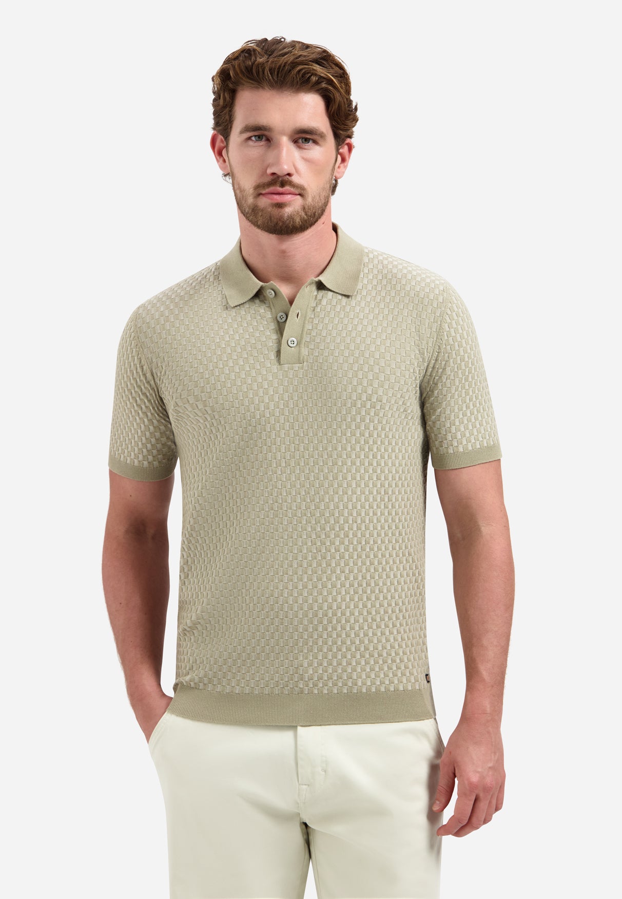Kurzarm-Polo mit Knöpfen | Taupe