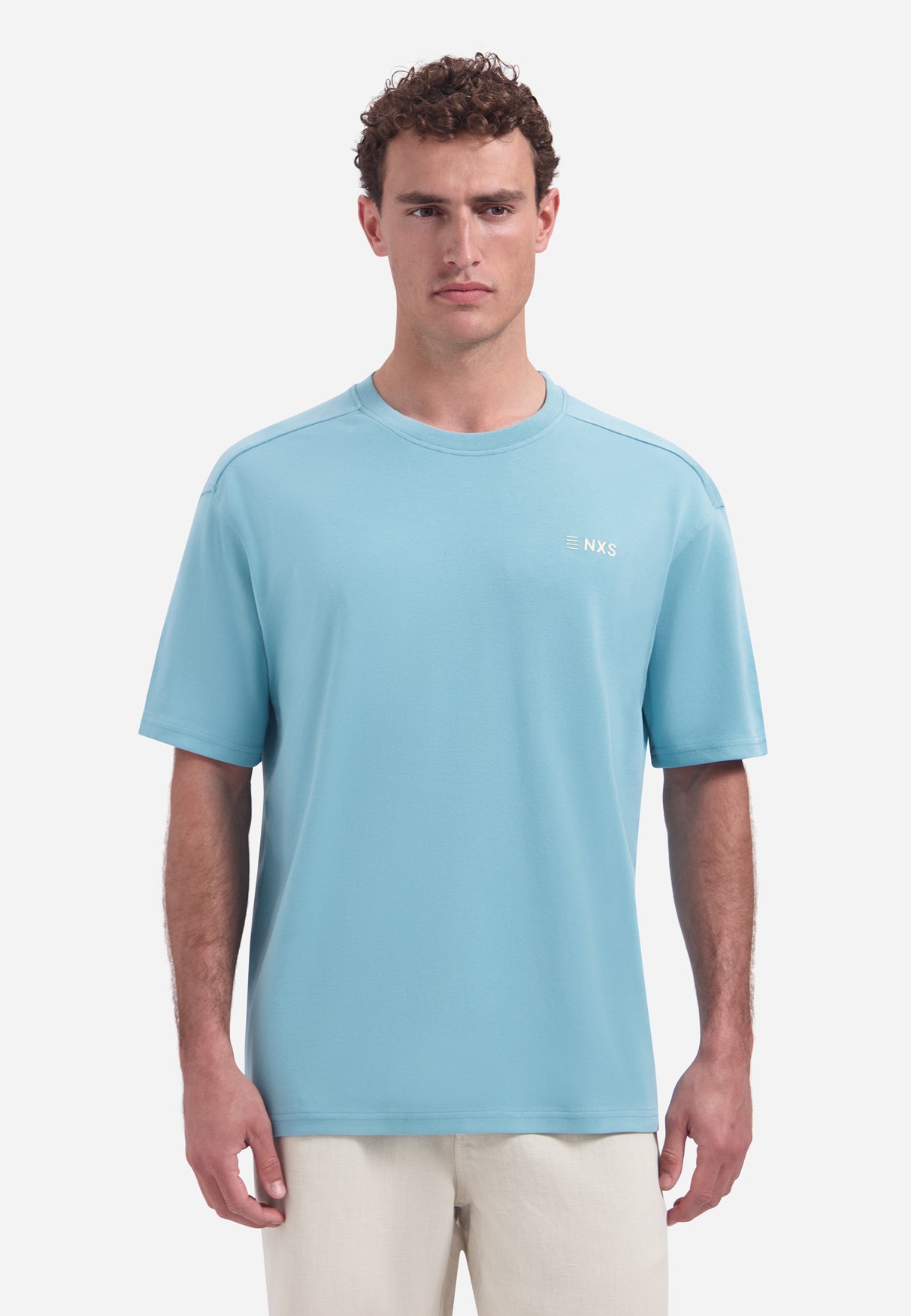 T-Shirt mit Rundhalsausschnitt, kurzen Ärmeln und Aufdruck auf dem Rücken | Seablue