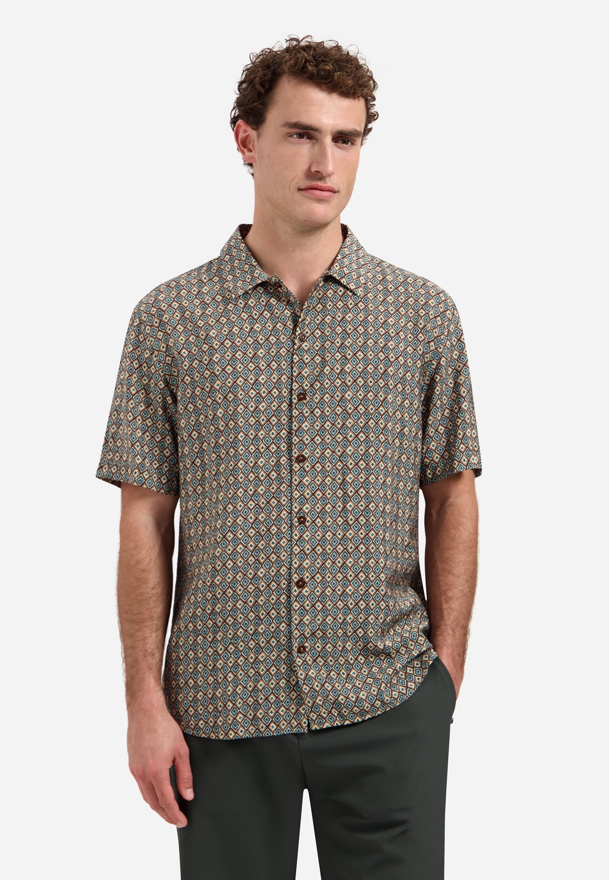 Kurzarm-Shirt mit Allover-Druck | Seablue