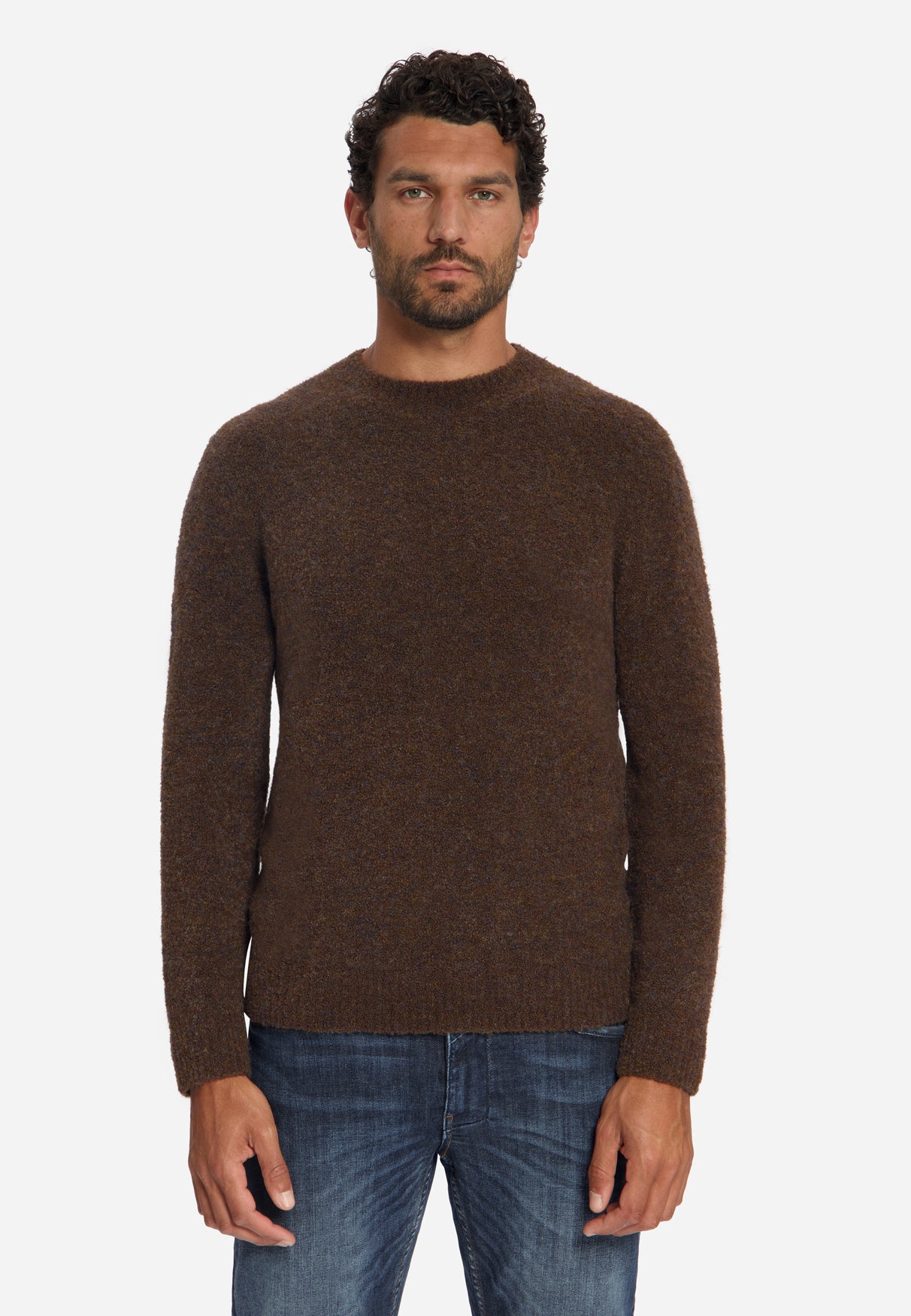 Weicher Melange-Pullover | Dunkelbraun