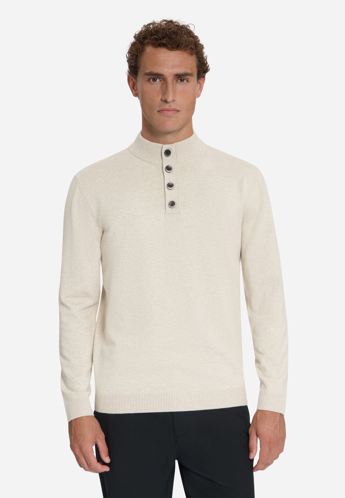 Pullover mit Knopfleiste | stone