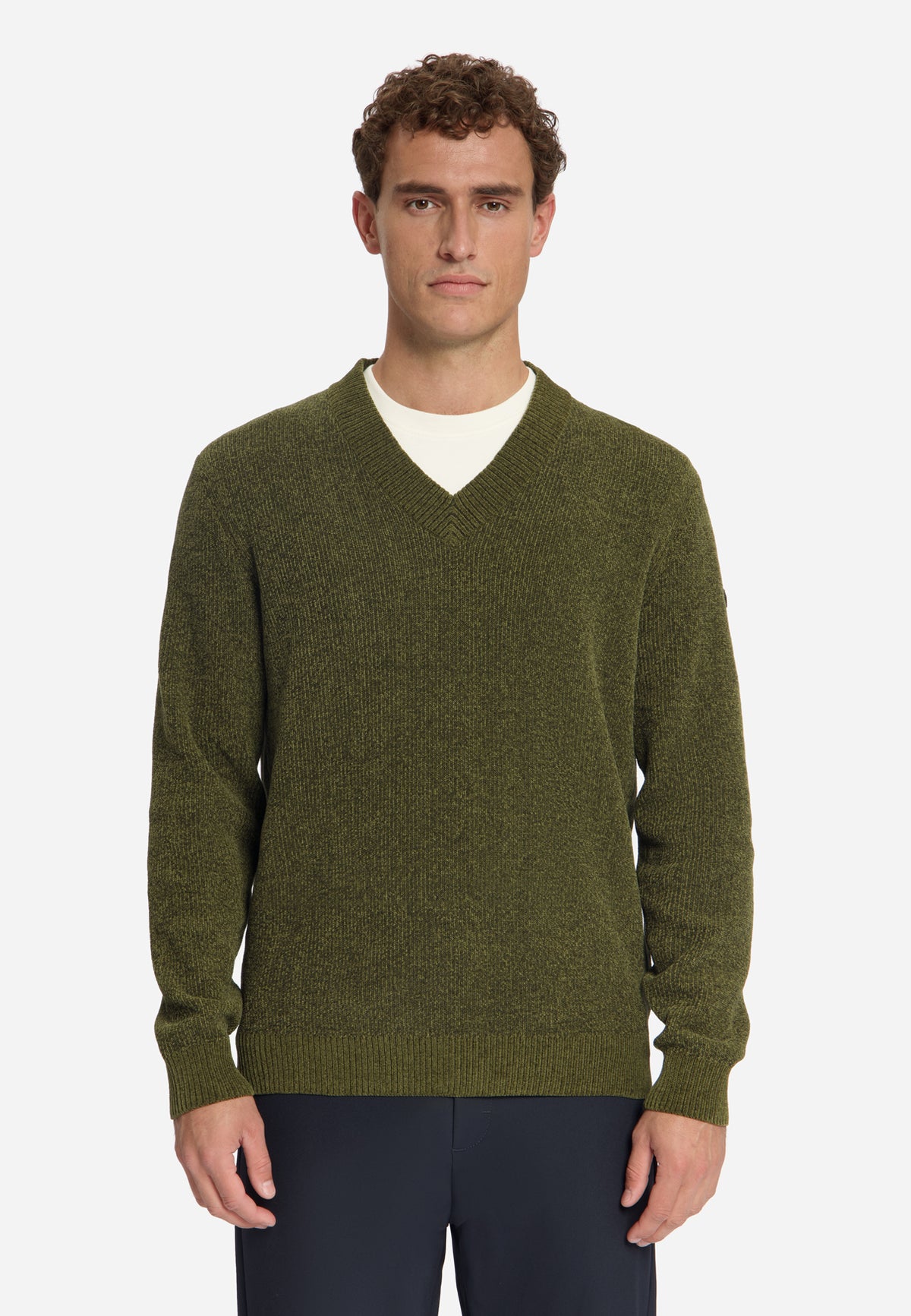 Weicher Pullover mit V-Ausschnitt | Moss