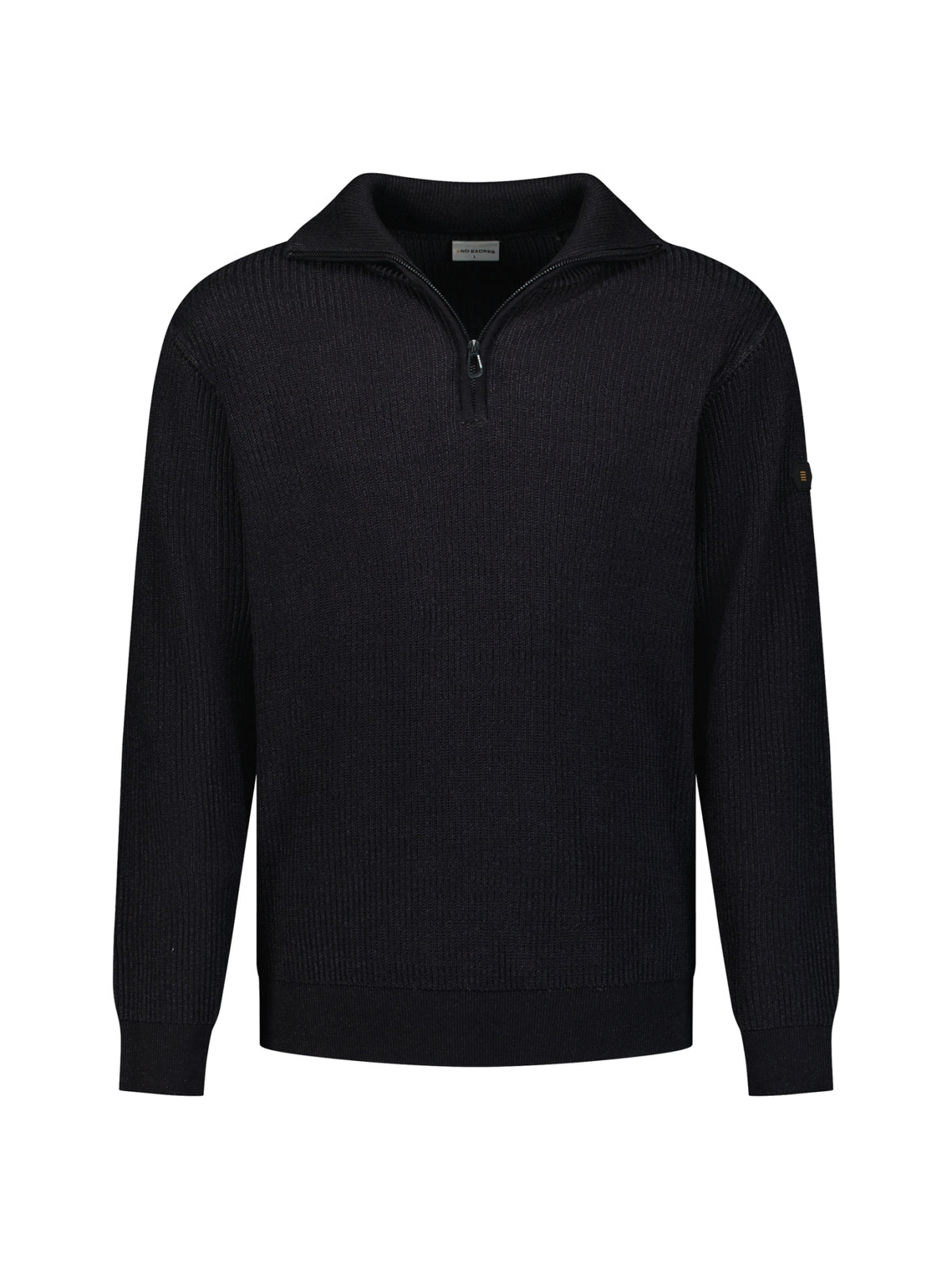 Gerippter Half-Zip-Pullover | Black