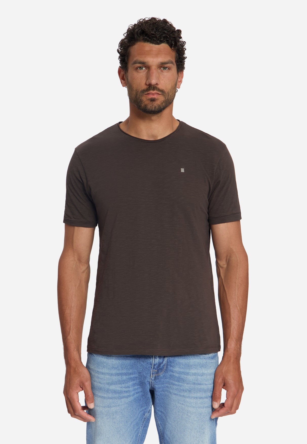 T-Shirt aus Baumwolle mit Slub-Struktur | Dunkelbraun