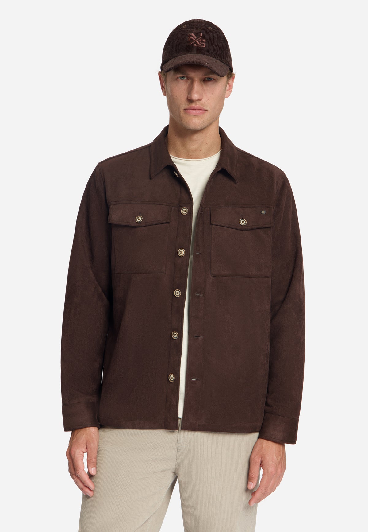 Overshirt in Veloursleder-Optik | Dark Brown