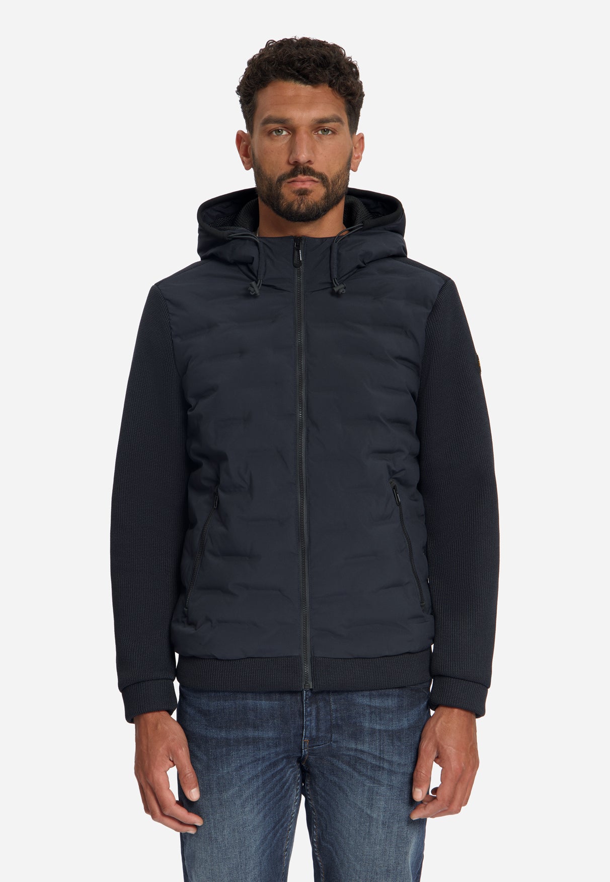 Strickjacke mit leichter Wattierung und Kapuze | Dark Night