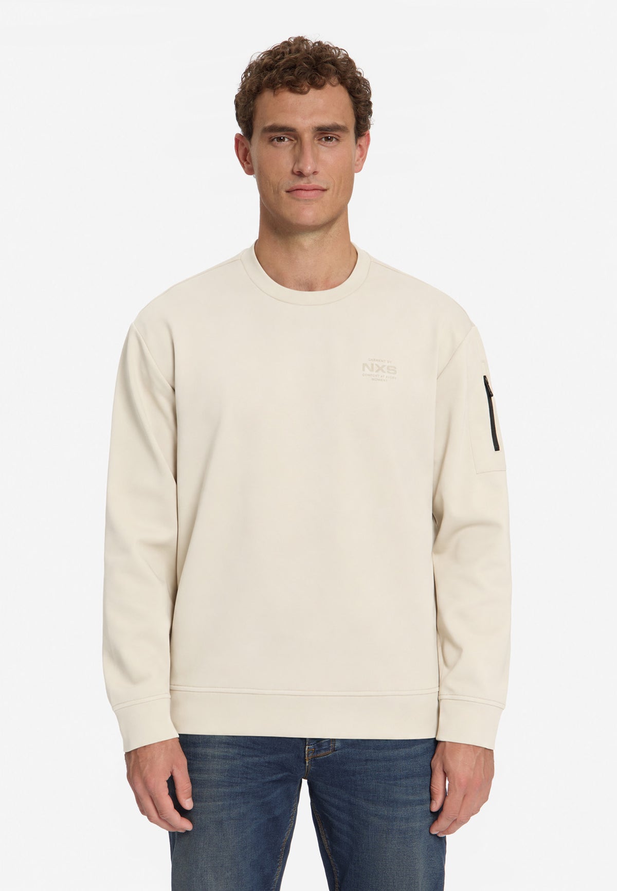 Sweatshirt mit Rundhalsausschnitt | Stone