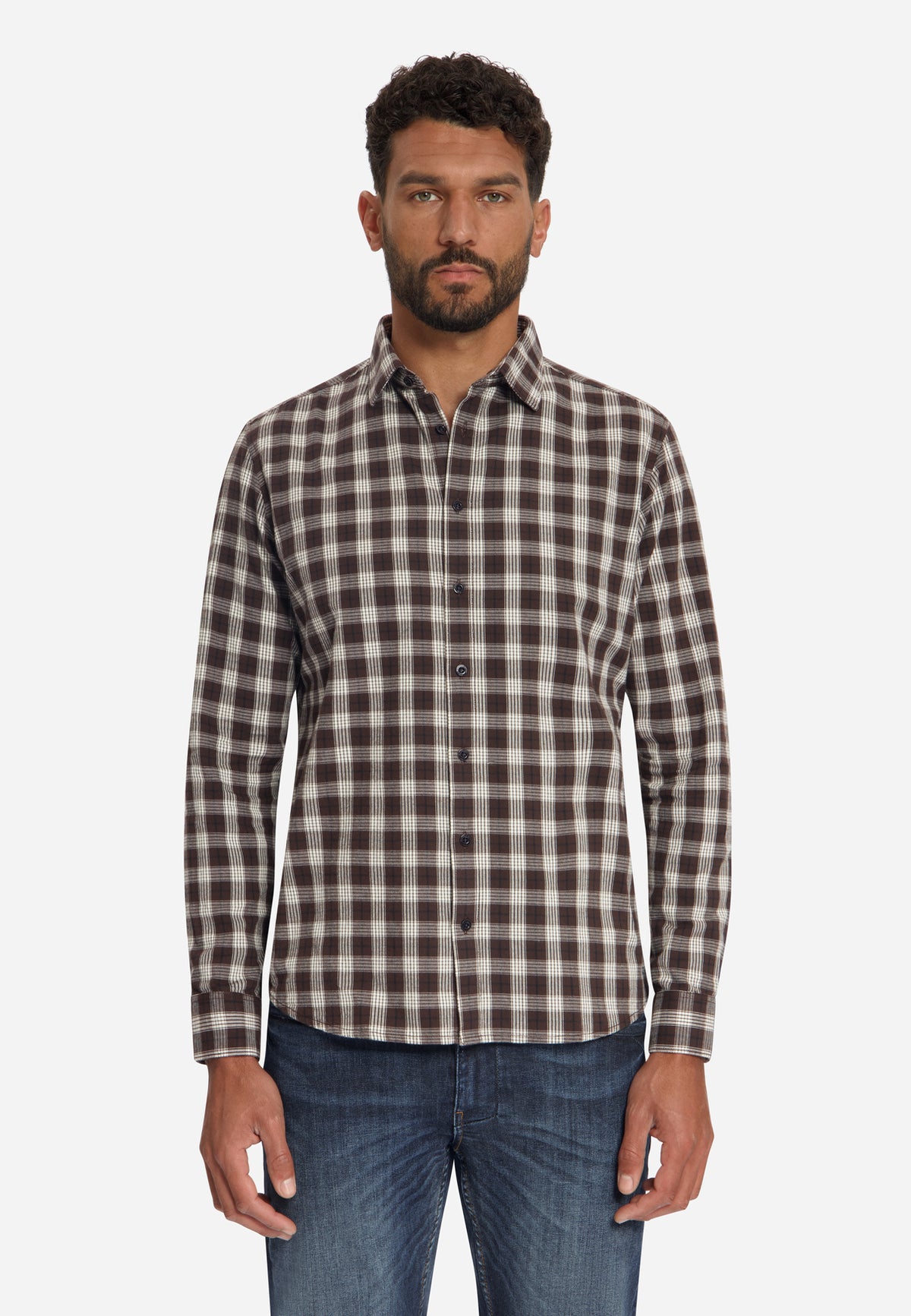 Cotton Check Shirt | Dark Brown